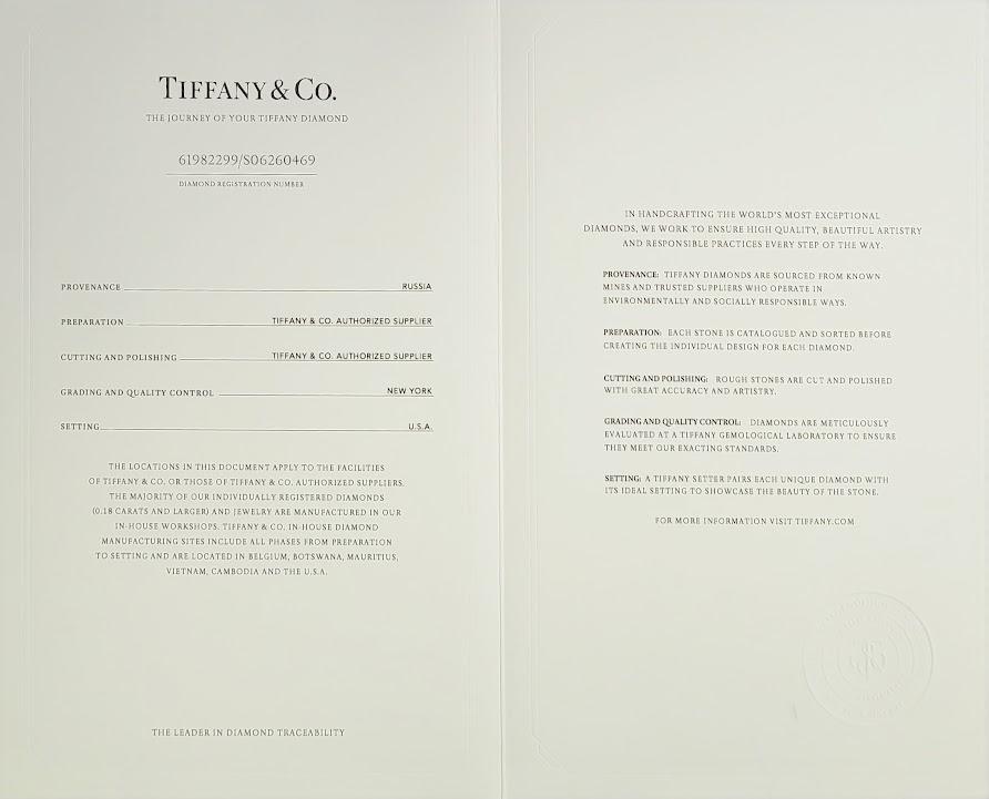 Tiffany & Co Platinum Three-Stone Ring with 4.56 Carat Round Diamonds Size 5