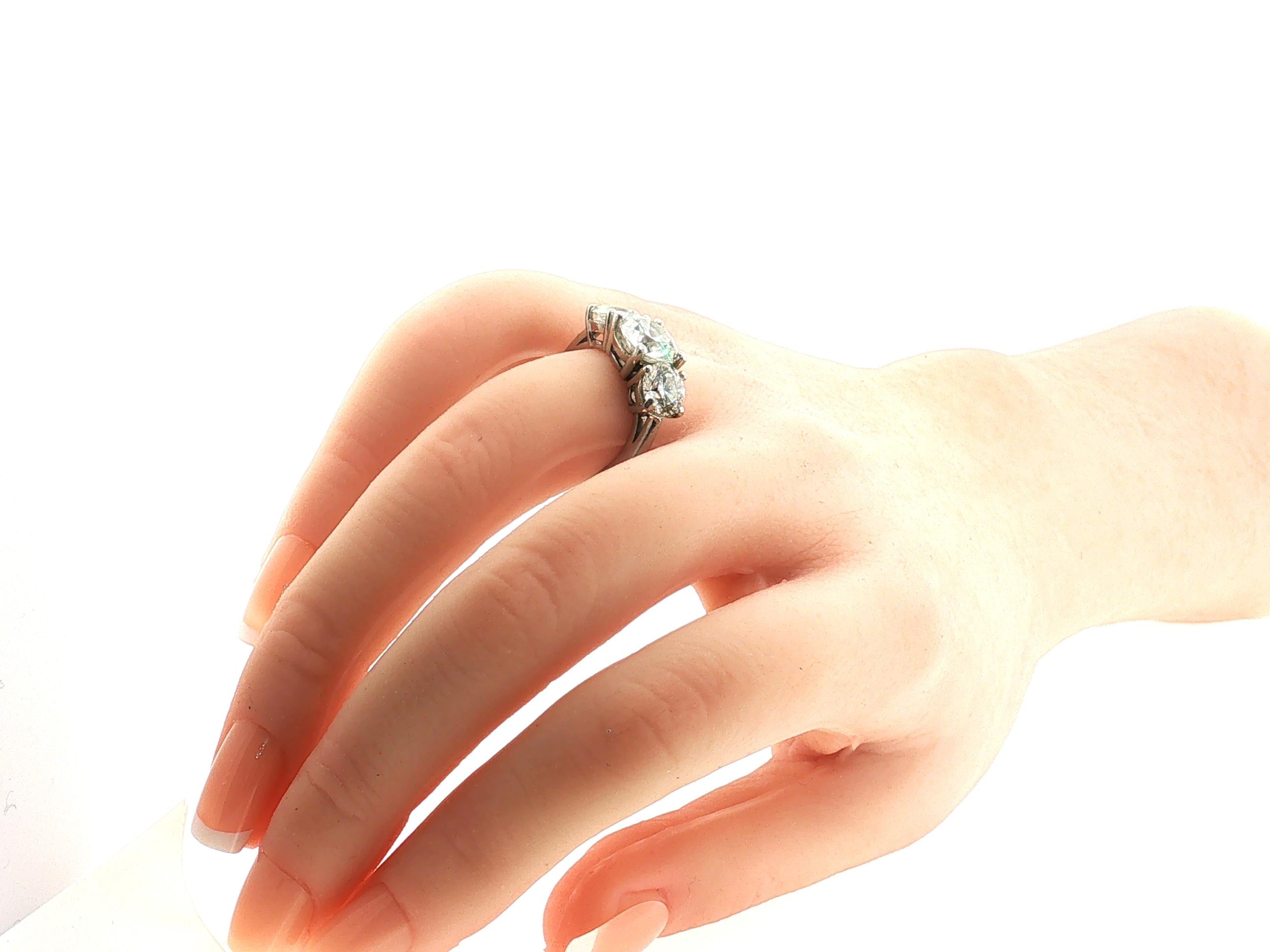 Tiffany & Co Platinum Three-Stone Ring with 4.56 Carat Round Diamonds Size 5