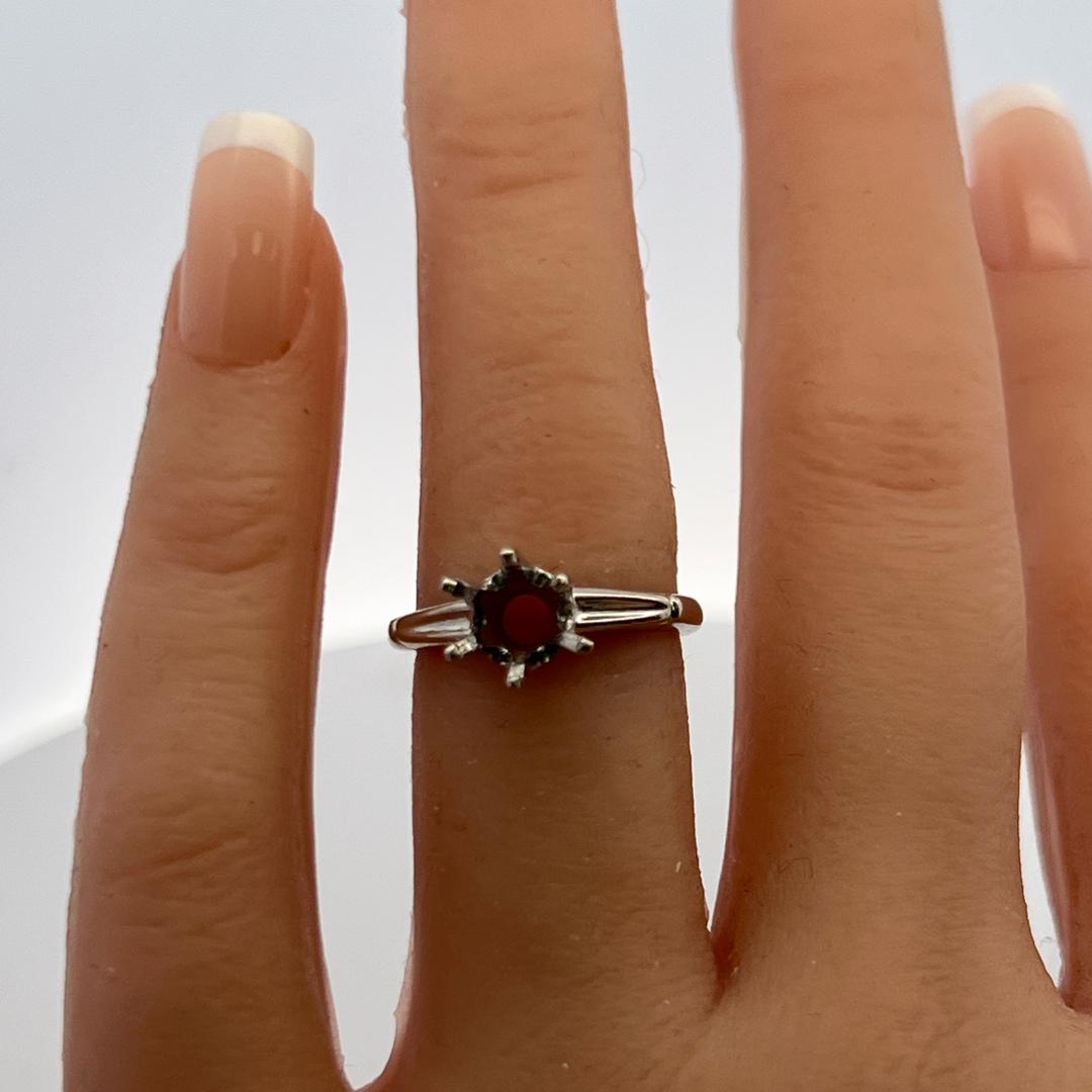 Vintage 14K White Gold Semi Mount Ring Fits 6.3*6.7mm 1.00ct+ Center Stone