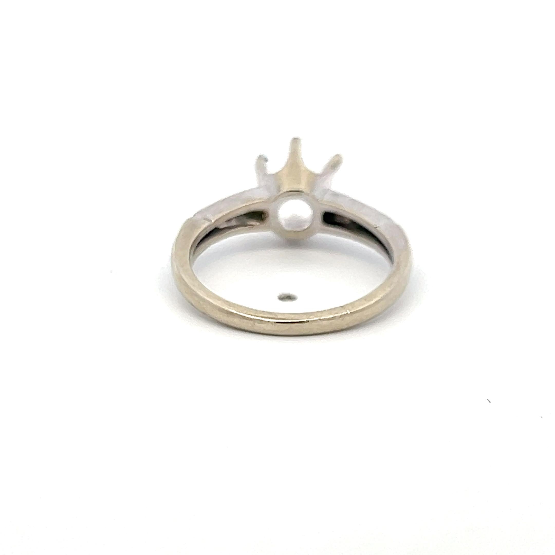 Vintage 14K White Gold Semi Mount Ring Fits 6.3*6.7mm 1.00ct+ Center Stone