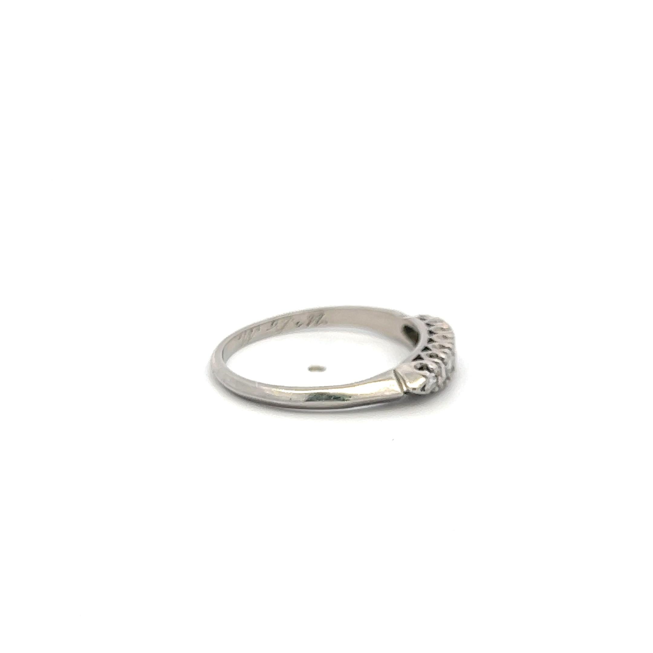 Vintage Platinum Band Ring with 0.9 Carat I-SI Round Diamonds Size 6.5