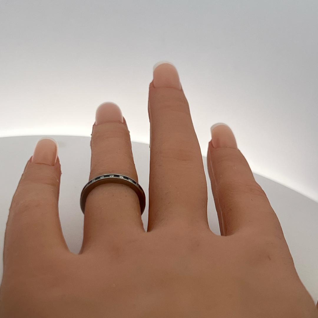 Platinum Eternity Band Ring with 0.22 Ct. Diamonds & 0.22 Ct. Sapphire Size 5.25