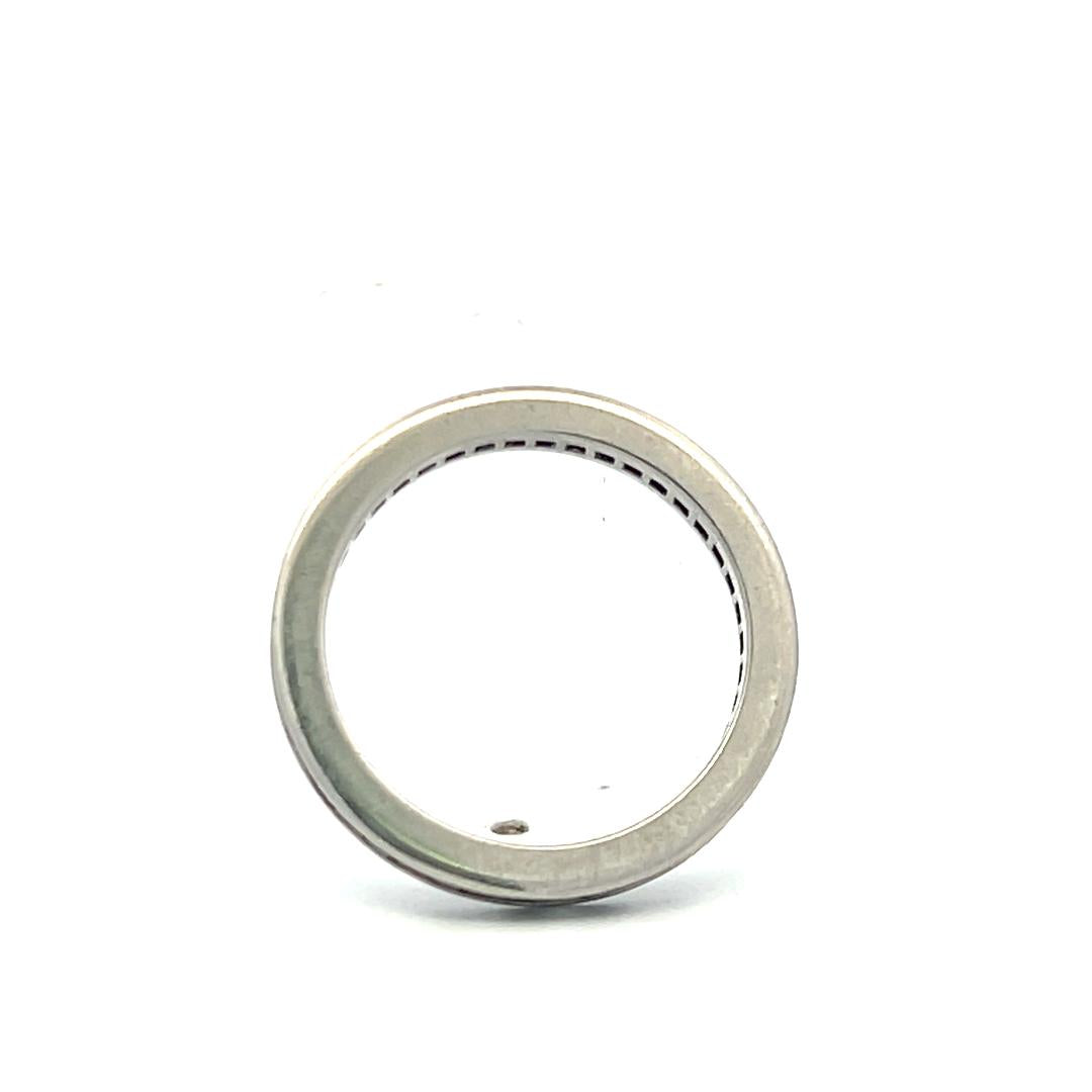 Platinum Eternity Band Ring with 0.22 Ct. Diamonds & 0.22 Ct. Sapphire Size 5.25