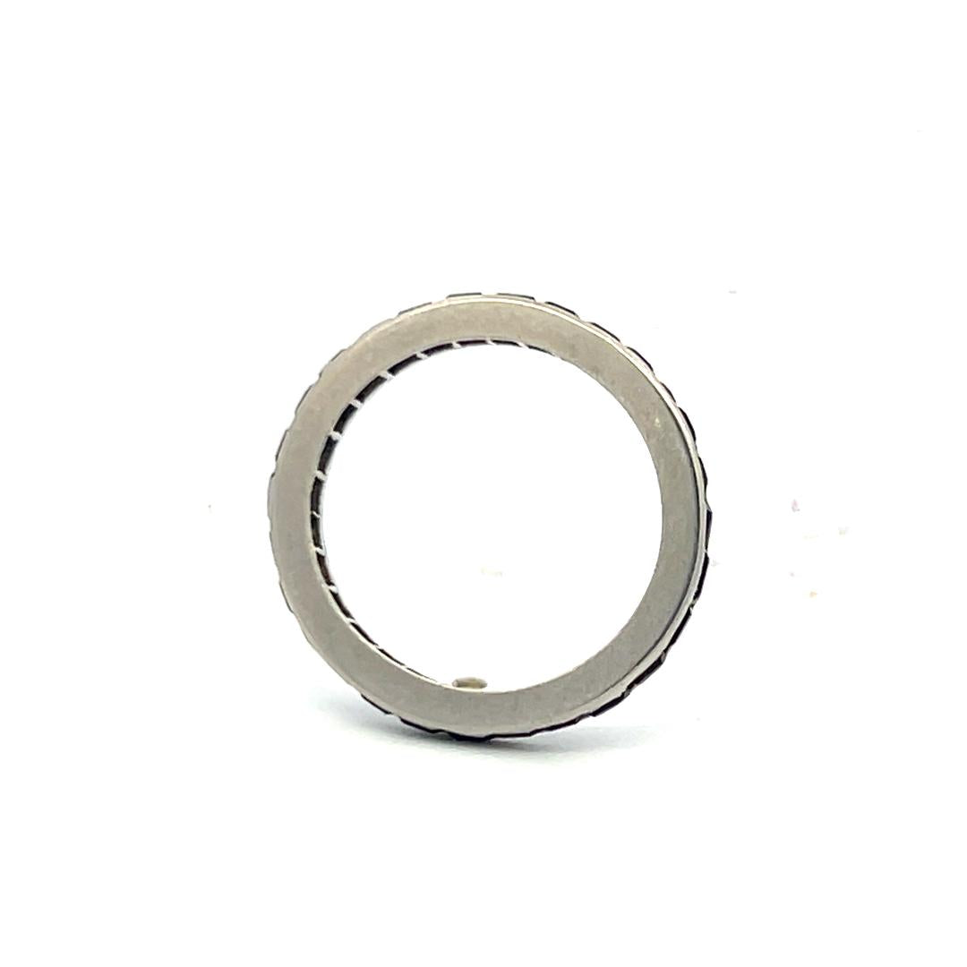 Platinum Eternity Band Ring with 0.84 Carat Baguette Shape Sapphire Size 3.5