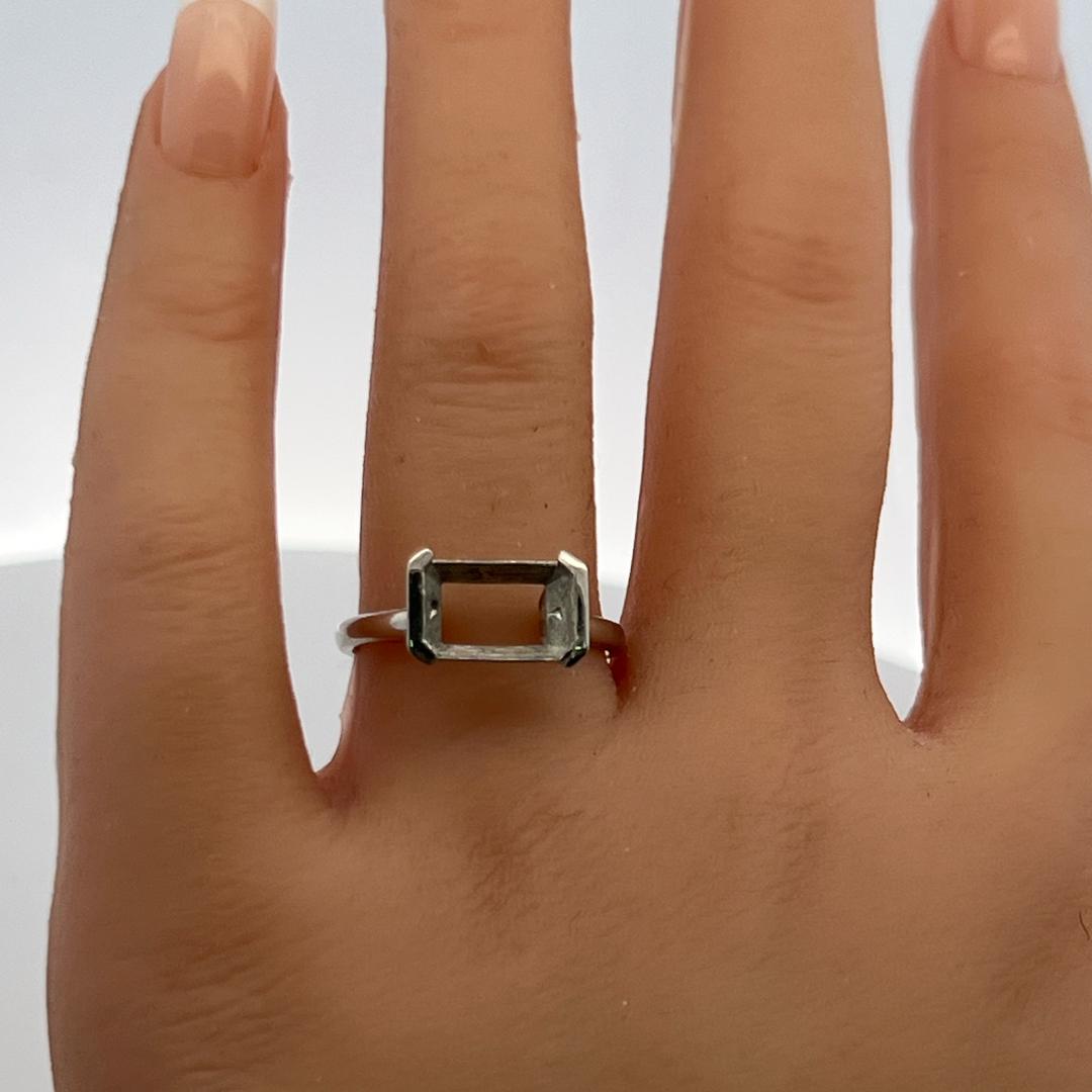 Vintage Platinum Semi Mount Ring Fits 9.7x5.6mm 3.00ct++ Center Stone Size 7