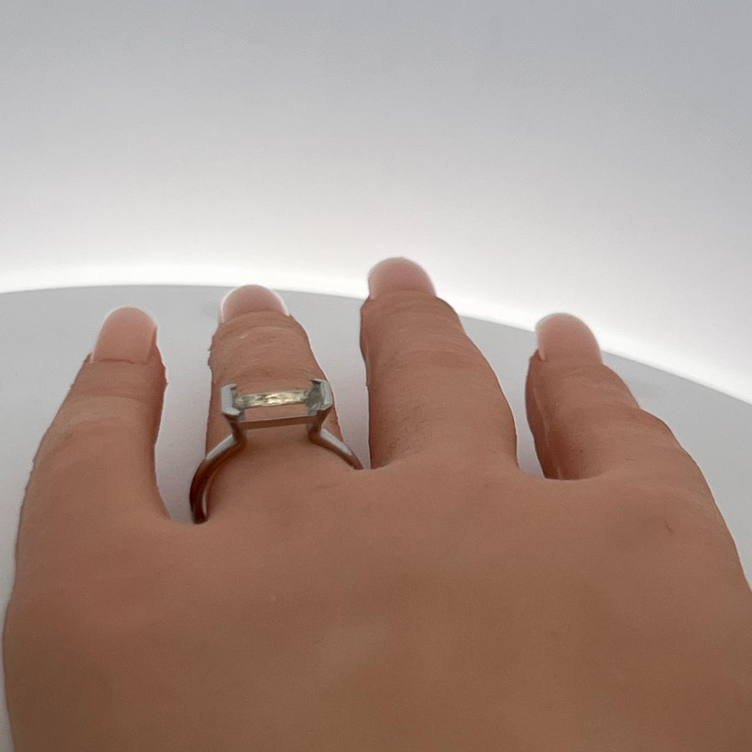 Vintage Platinum Semi Mount Ring Fits 9.7x5.6mm 3.00ct++ Center Stone Size 7