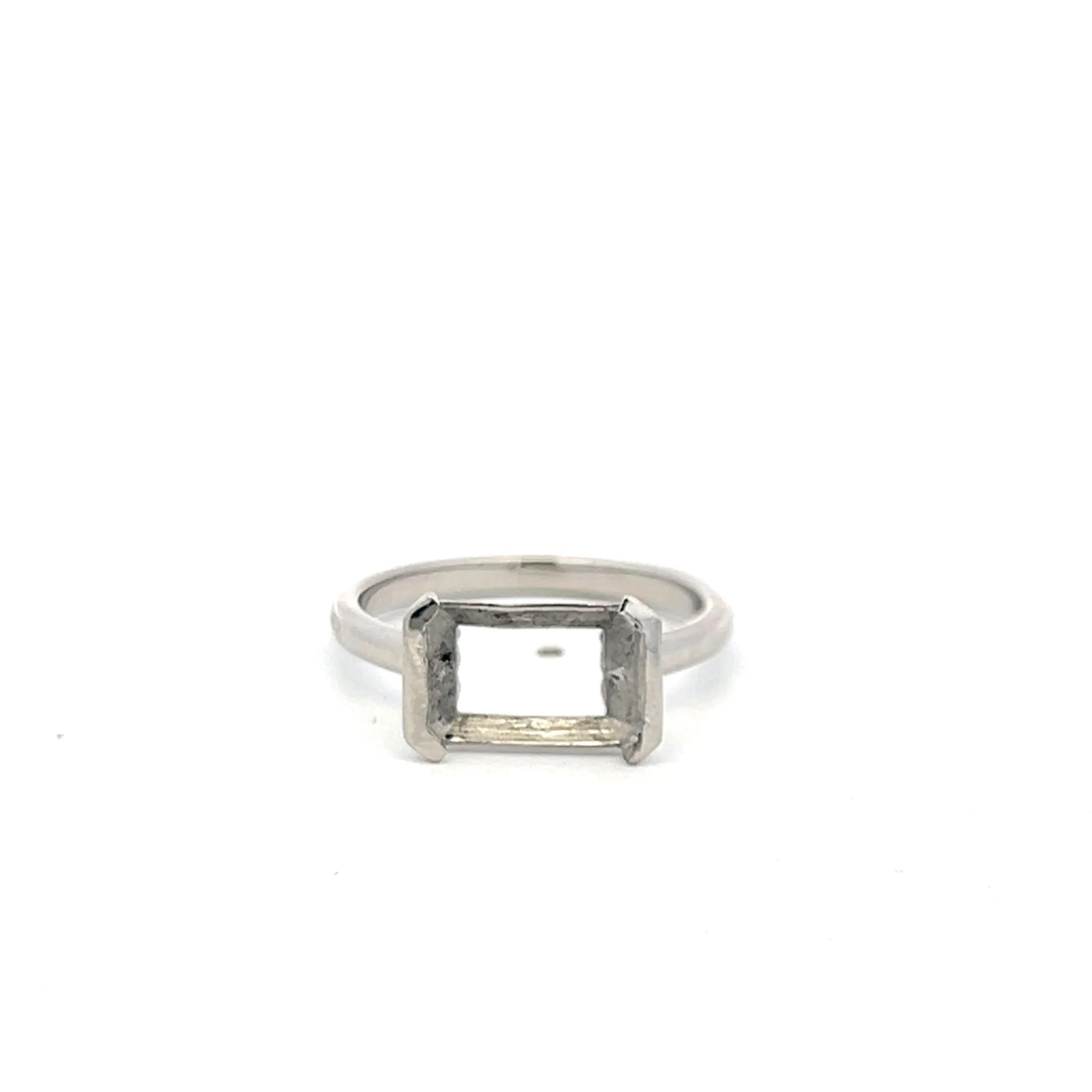 Vintage Platinum Semi Mount Ring Fits 9.7x5.6mm 3.00ct++ Center Stone Size 7