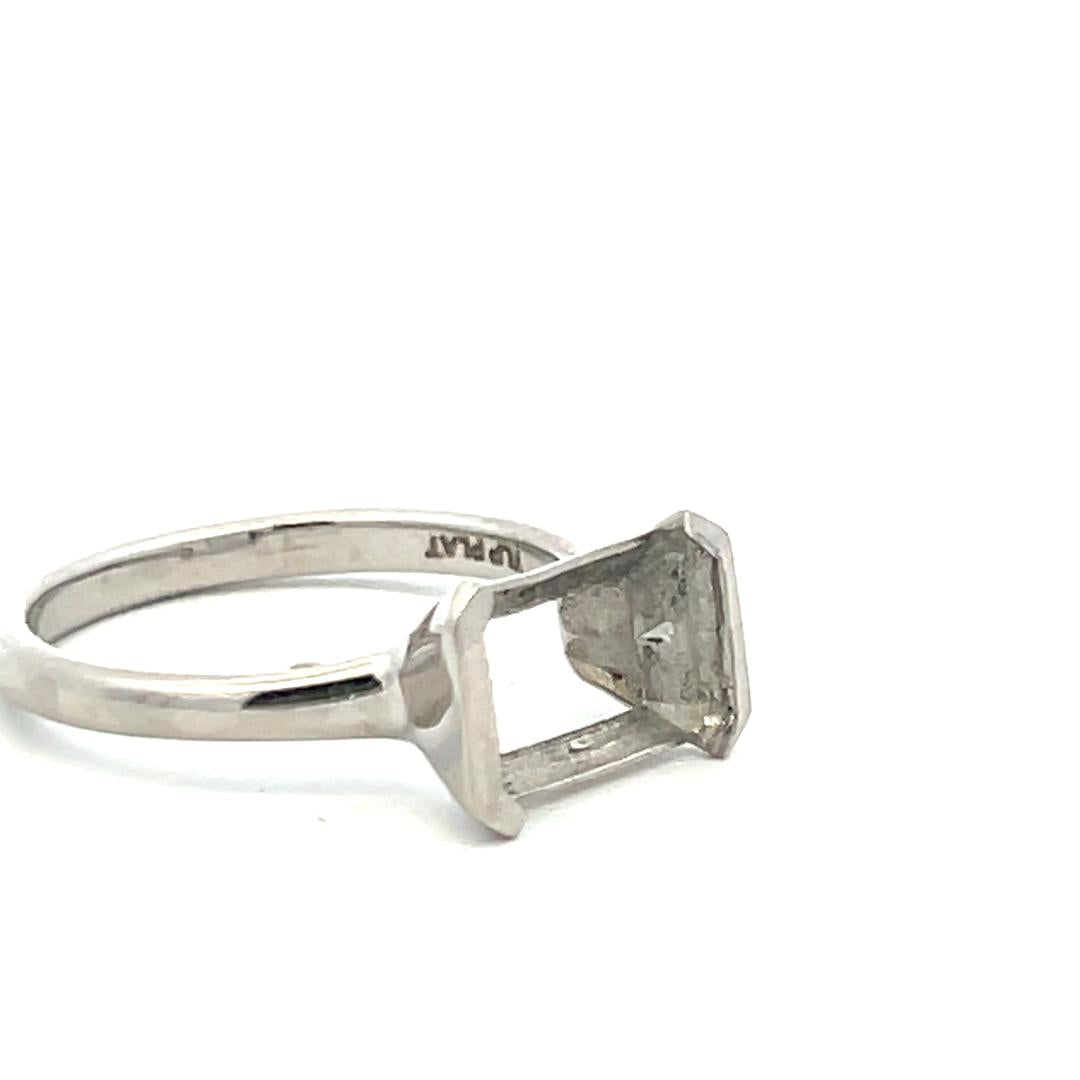 Vintage Platinum Semi Mount Ring Fits 9.7x5.6mm 3.00ct++ Center Stone Size 7