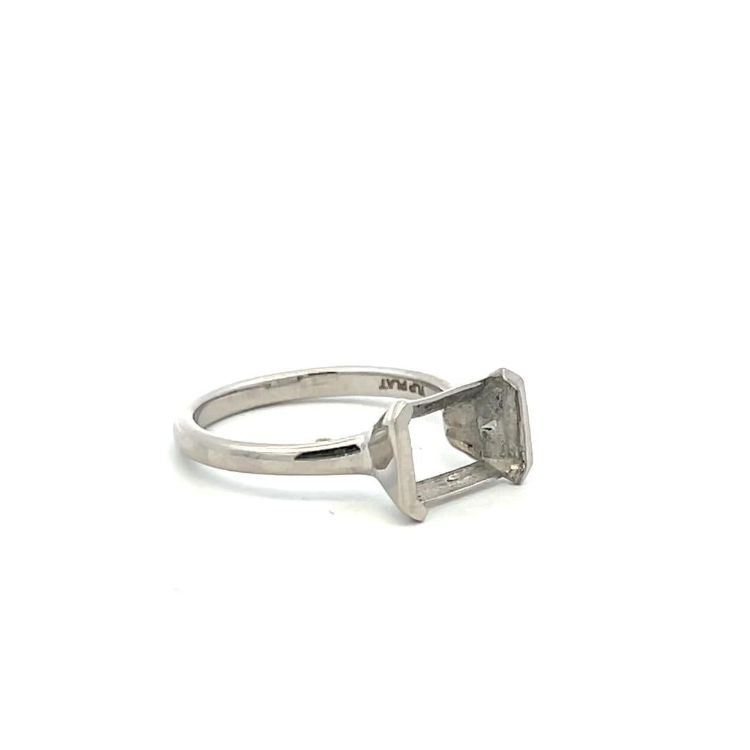 Vintage Platinum Semi Mount Ring Fits 9.7x5.6mm 3.00ct++ Center Stone Size 7