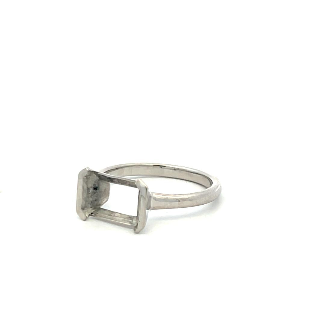 Vintage Platinum Semi Mount Ring Fits 9.7x5.6mm 3.00ct++ Center Stone Size 7