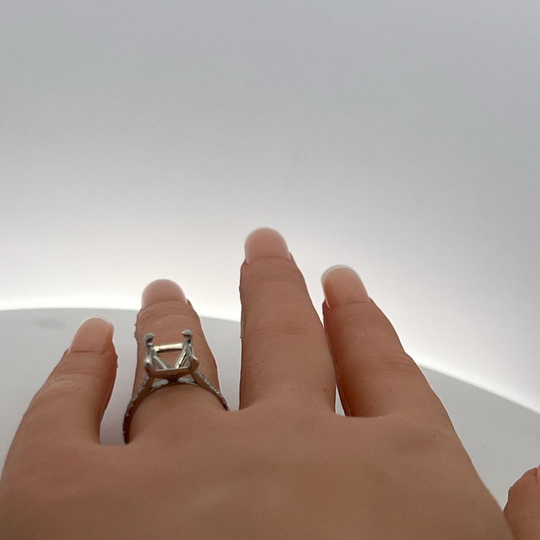 Platinum Semi Mount Ring with 0.53 Carat Round Diamond Fits 9.7x7.4mm 3.00ct+