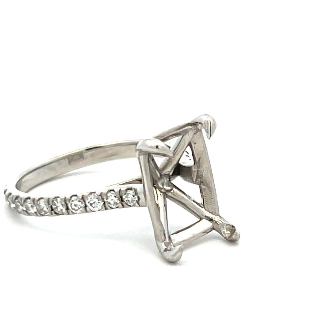 Platinum Semi Mount Ring with 0.53 Carat Round Diamond Fits 9.7x7.4mm 3.00ct+