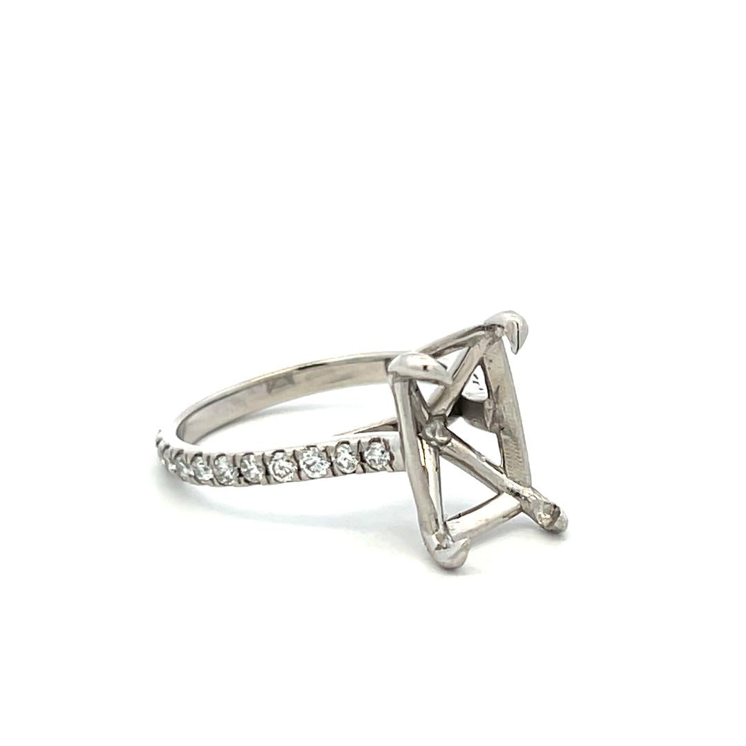 Platinum Semi Mount Ring with 0.53 Carat Round Diamond Fits 9.7x7.4mm 3.00ct+