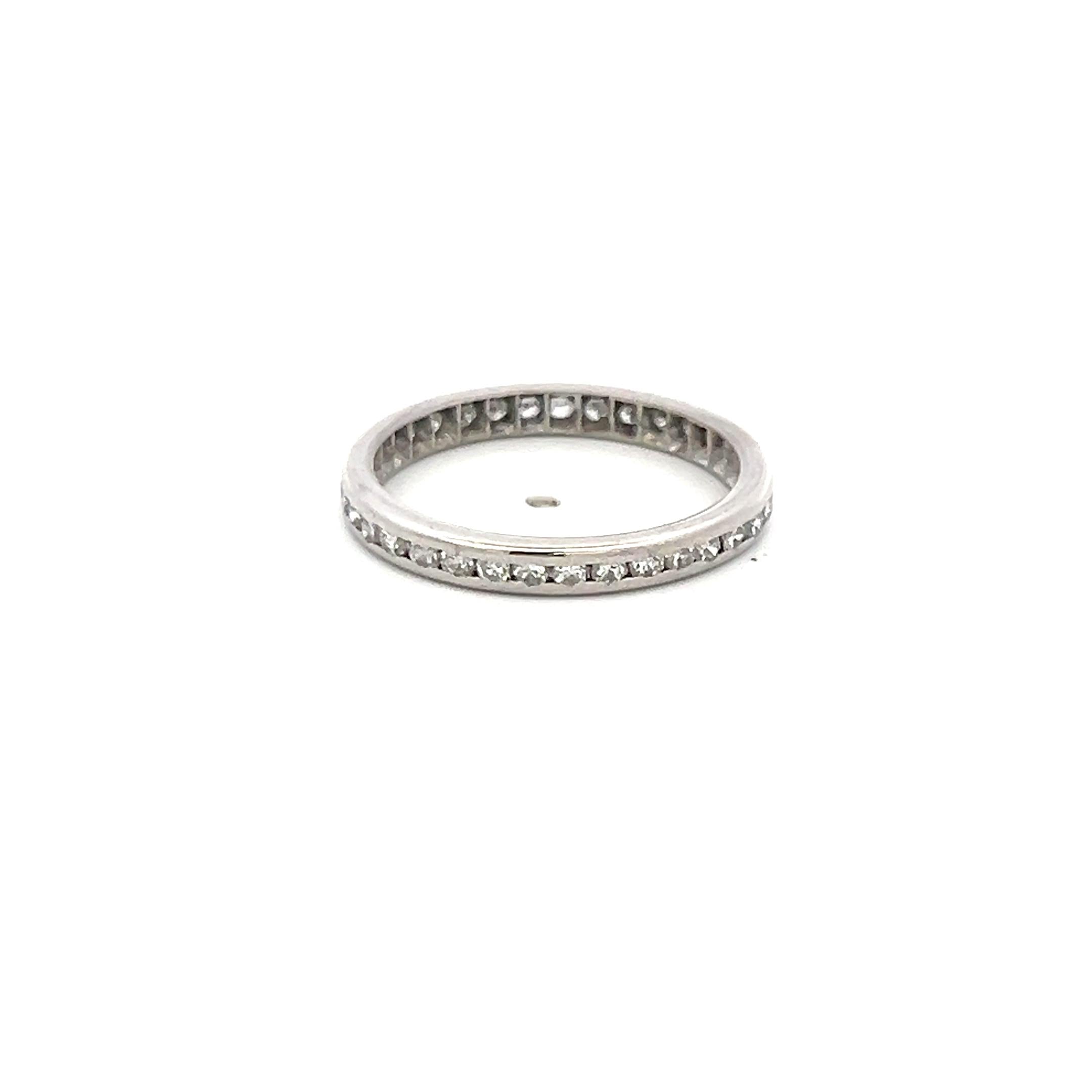 Estate Platinum Eternity Band Ring with 0.38 Carat Round I-VS Diamonds Size 5.5