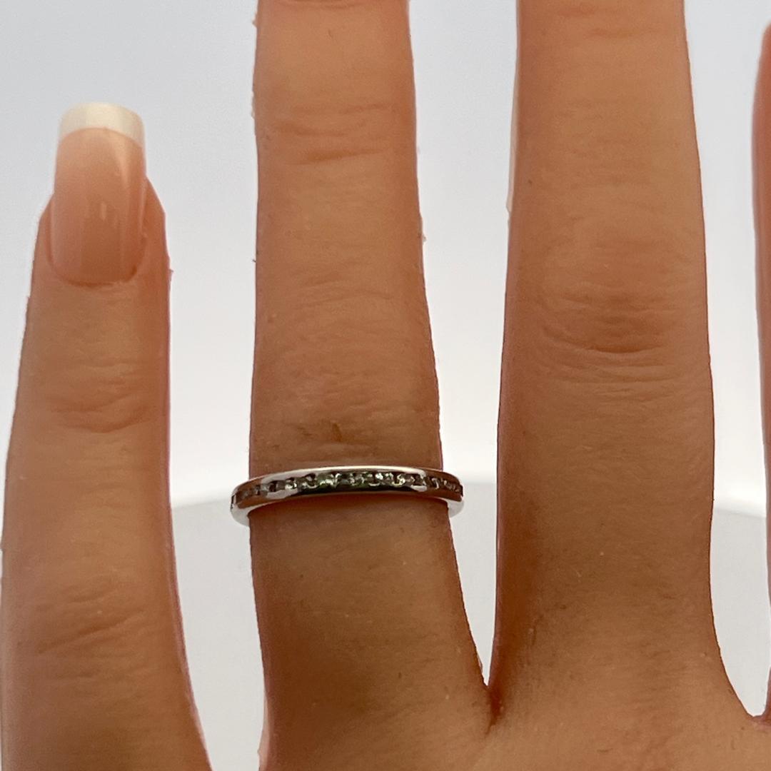 Estate Platinum Eternity Band Ring with 0.38 Carat Round I-VS Diamonds Size 5.5