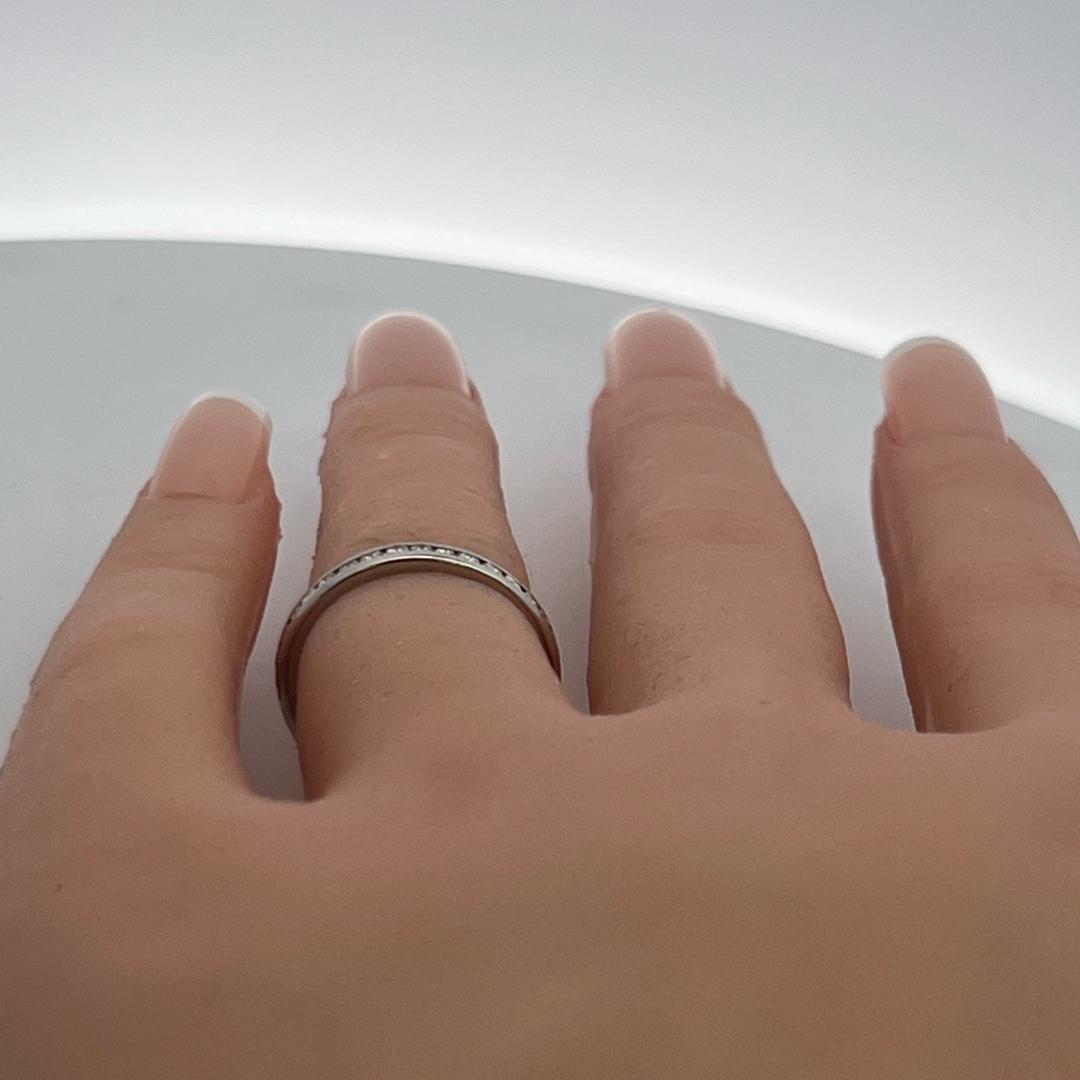 Estate Platinum Eternity Band Ring with 0.38 Carat Round I-VS Diamonds Size 5.5