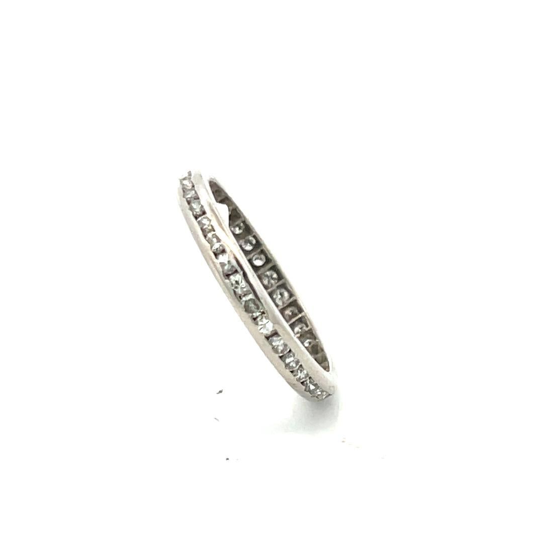 Estate Platinum Eternity Band Ring with 0.38 Carat Round I-VS Diamonds Size 5.5