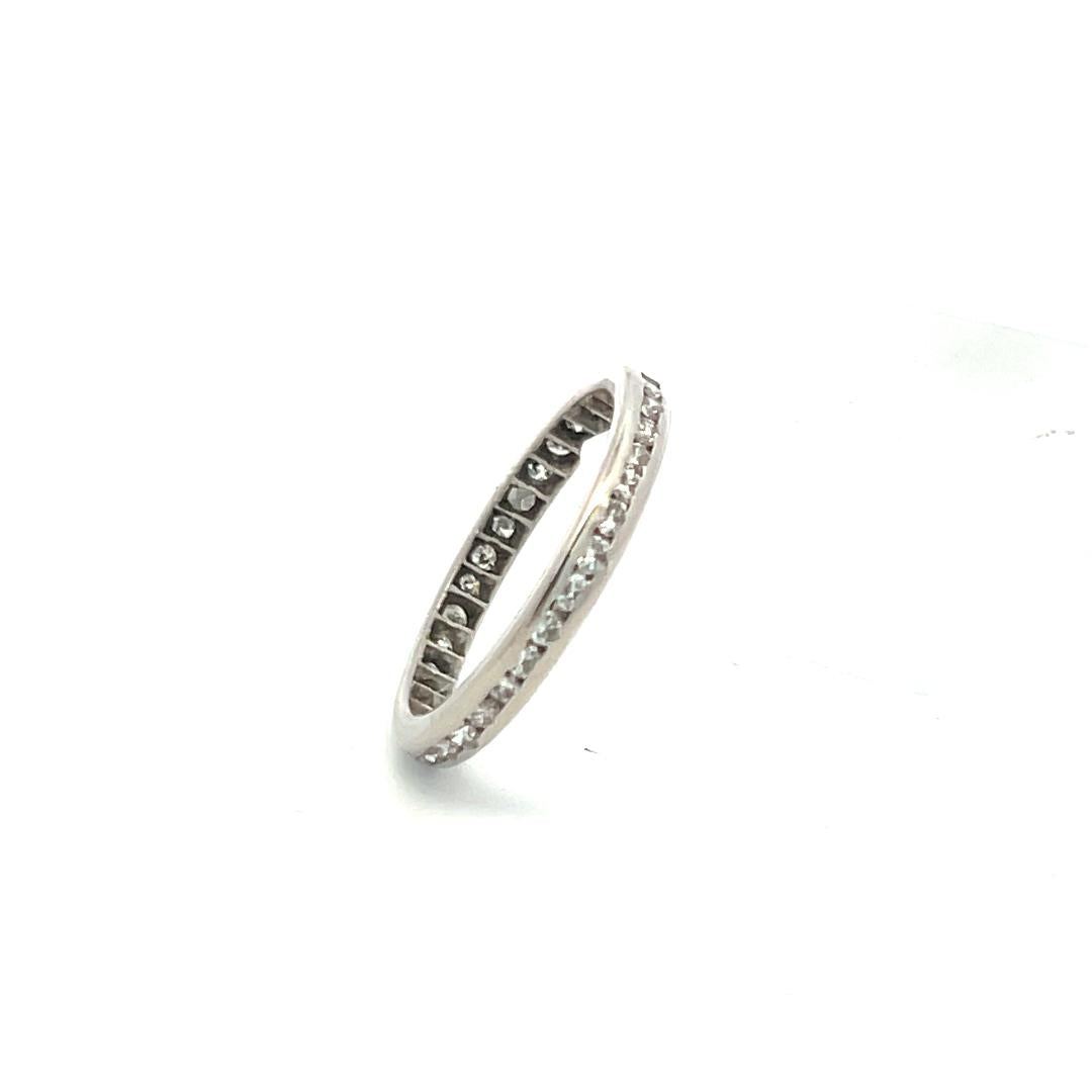 Estate Platinum Eternity Band Ring with 0.38 Carat Round I-VS Diamonds Size 5.5