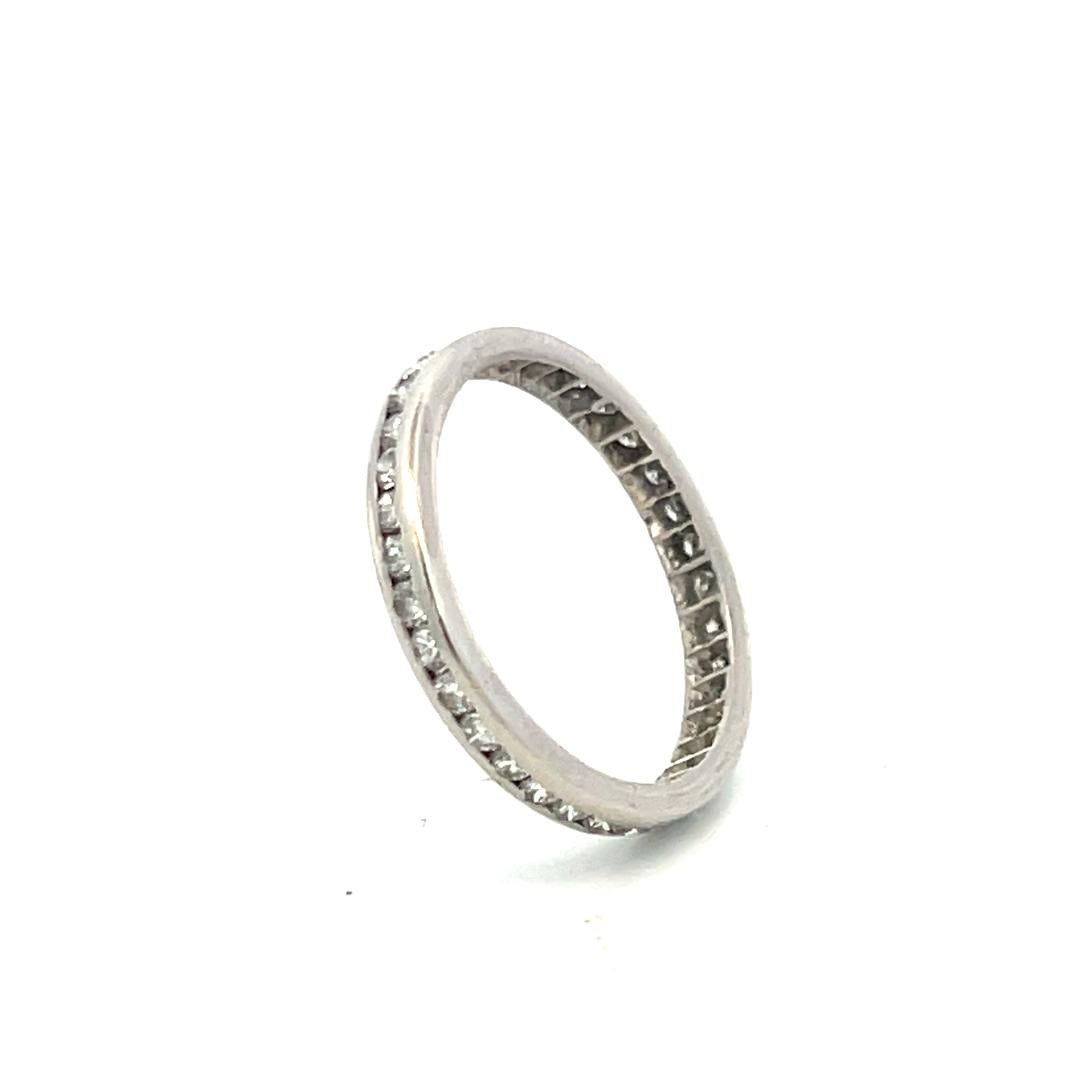 Estate Platinum Eternity Band Ring with 0.38 Carat Round I-VS Diamonds Size 5.5