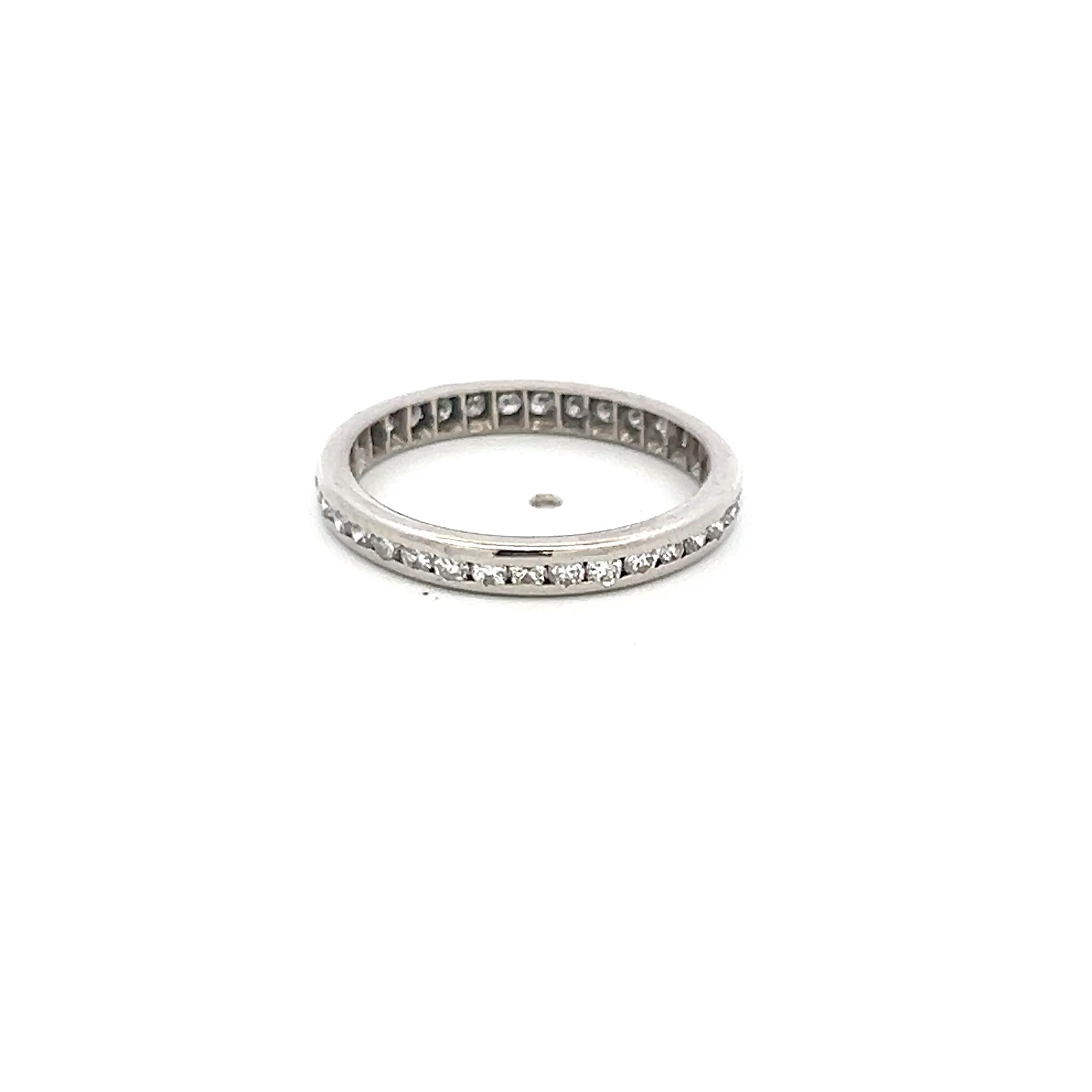 Estate Platinum Eternity Band Ring with 0.38 Carat Round I-VS Diamonds Size 5.5