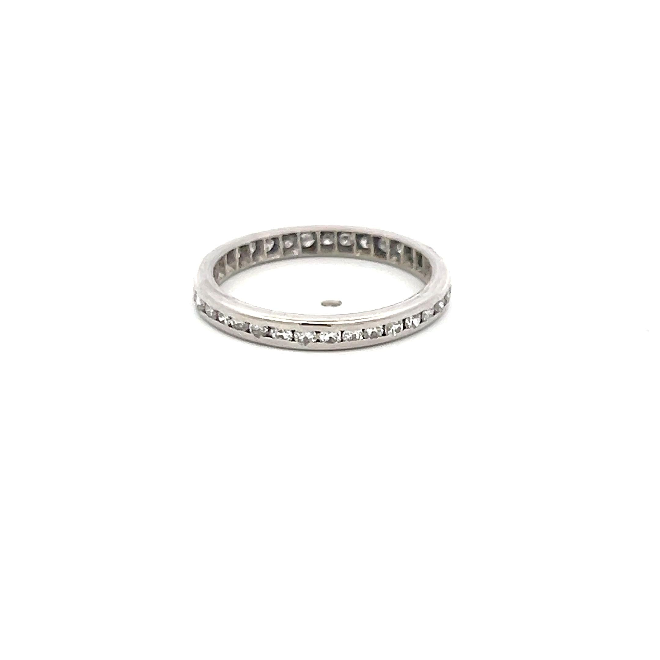 Estate Platinum Eternity Band Ring with 0.38 Carat Round I-VS Diamonds Size 5.5