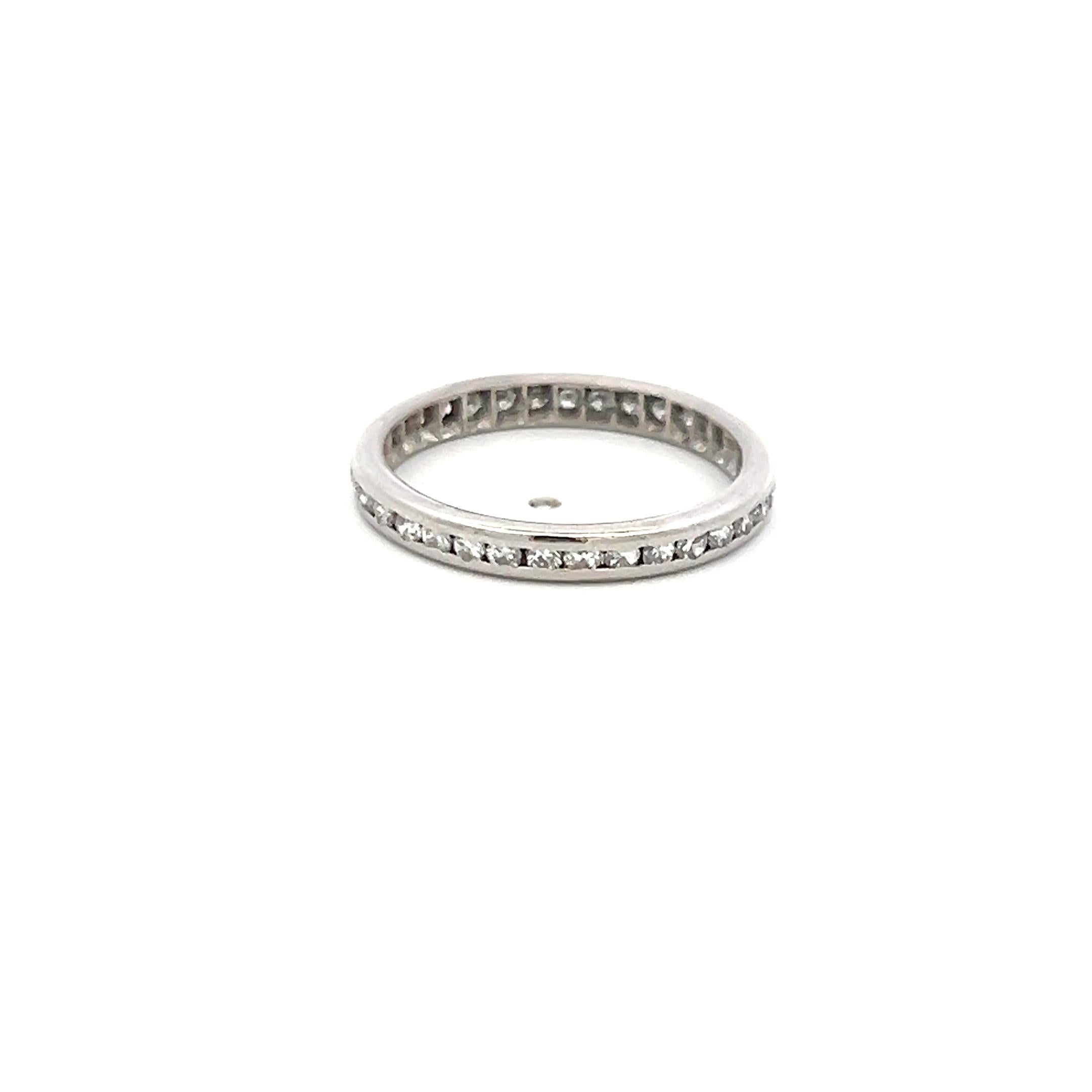 Estate Platinum Eternity Band Ring with 0.38 Carat Round I-VS Diamonds Size 5.5