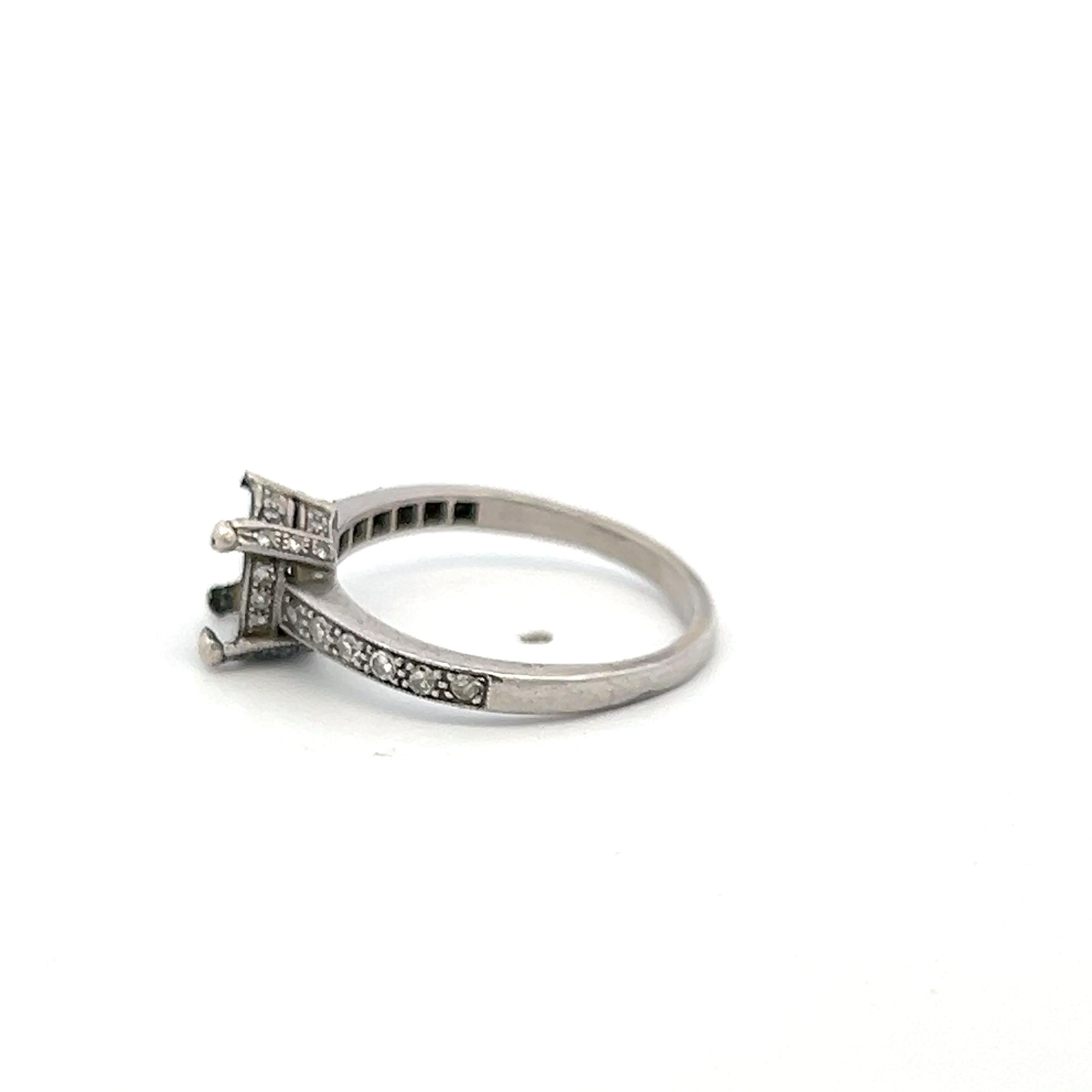 Platinum Semi Mount Ring with 0.2 Carat Circular Diamonds Fits 7.1x7.4mm 1.50ct+