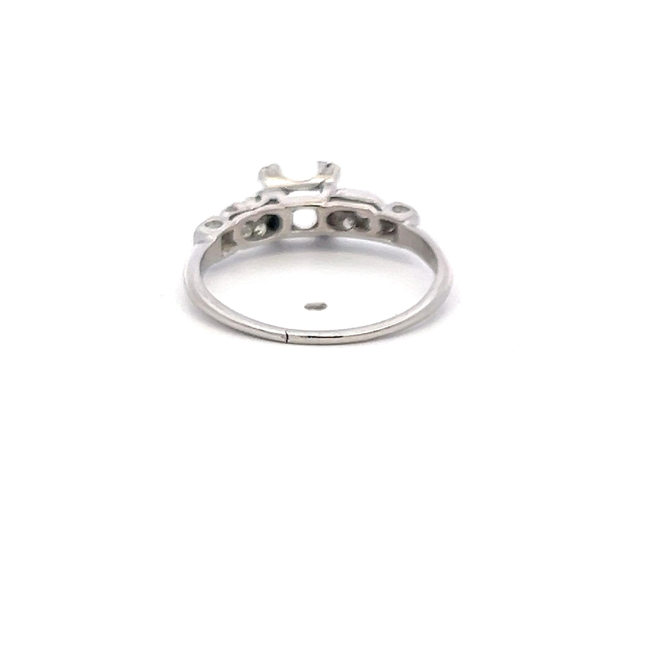 Platinum Semi Mount Ring with 0.1 Ct Circular Diamonds Fits 5.63x5.41 MM 0.63ct+