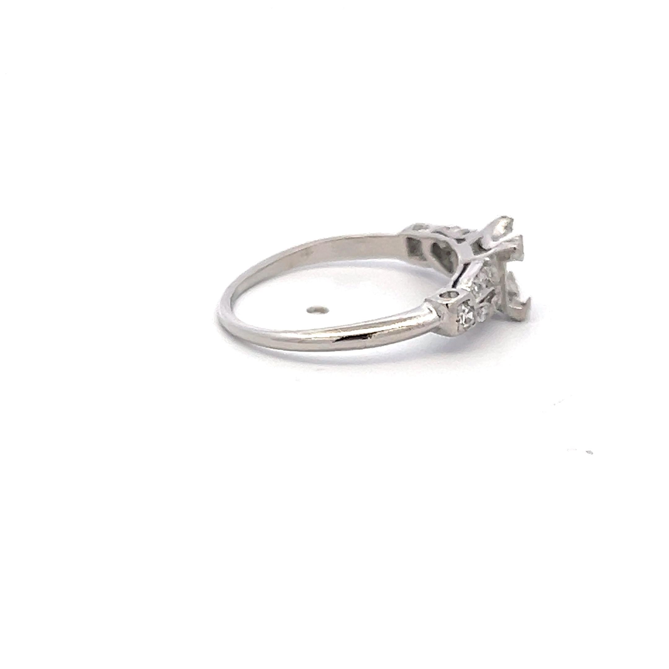 Platinum Semi Mount Ring with 0.1 Ct Circular Diamonds Fits 5.63x5.41 MM 0.63ct+