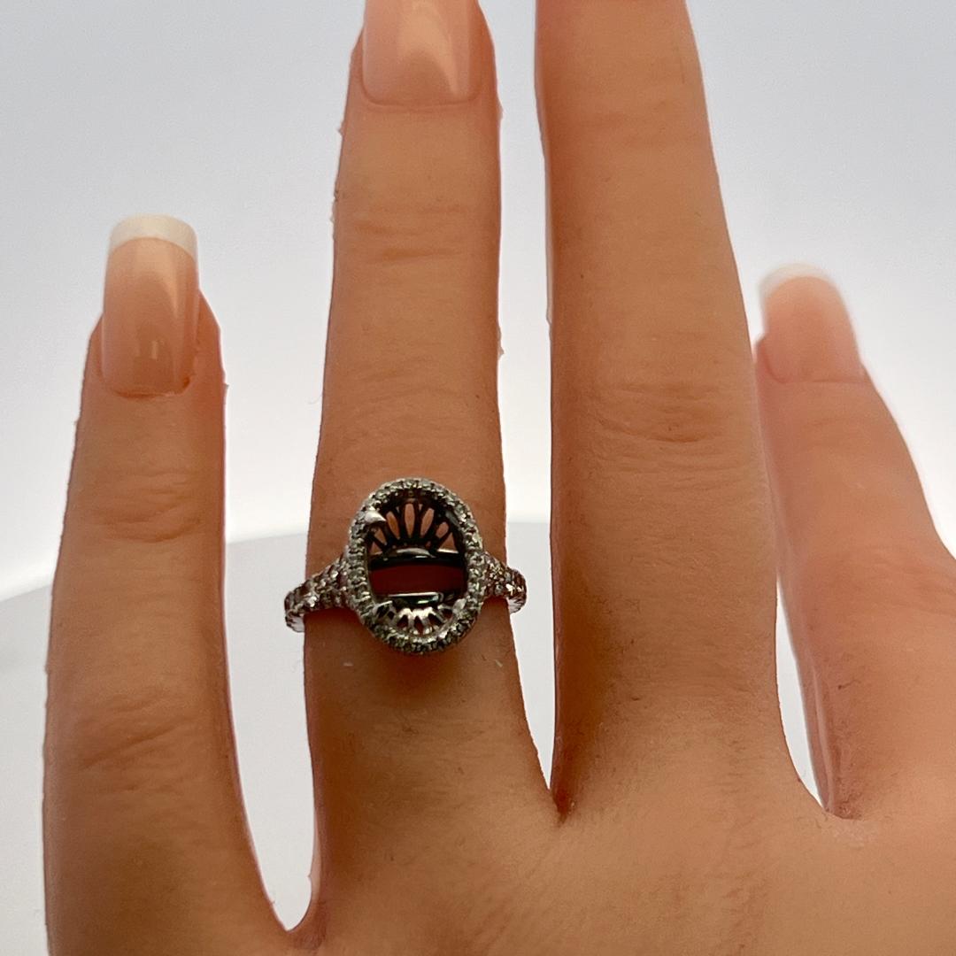 Platinum Semi Mount Ring with 0.79 Carat Round H-VS Diamonds Fits 11x8mm 4.00ct