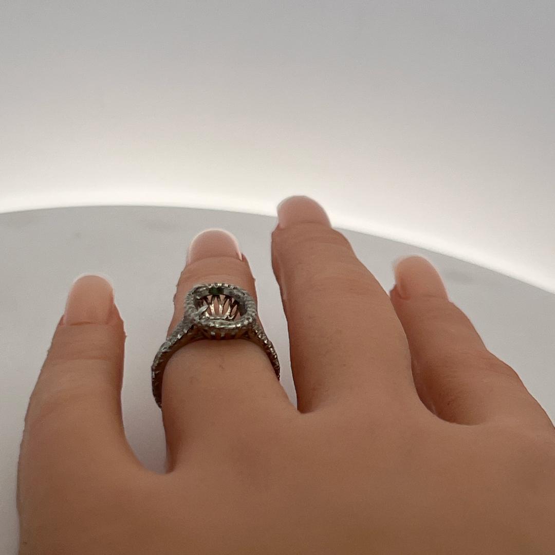 Platinum Semi Mount Ring with 0.79 Carat Round H-VS Diamonds Fits 11x8mm 4.00ct