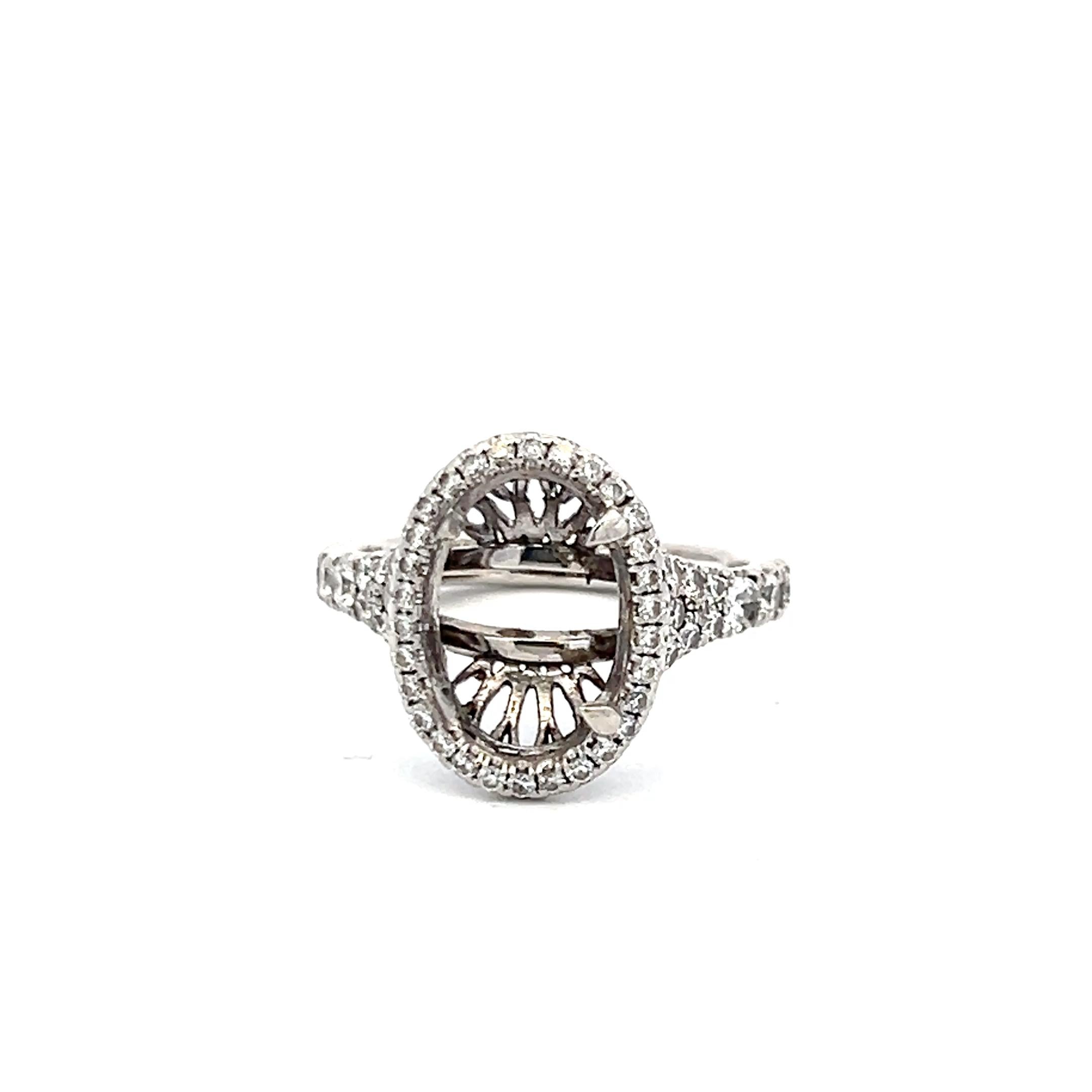 Platinum Semi Mount Ring with 0.79 Carat Round H-VS Diamonds Fits 11x8mm 4.00ct