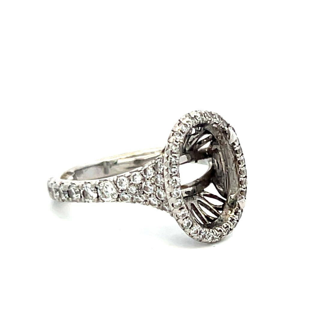 Platinum Semi Mount Ring with 0.79 Carat Round H-VS Diamonds Fits 11x8mm 4.00ct
