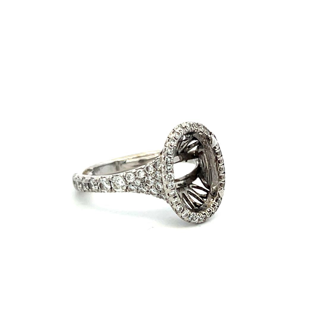 Platinum Semi Mount Ring with 0.79 Carat Round H-VS Diamonds Fits 11x8mm 4.00ct