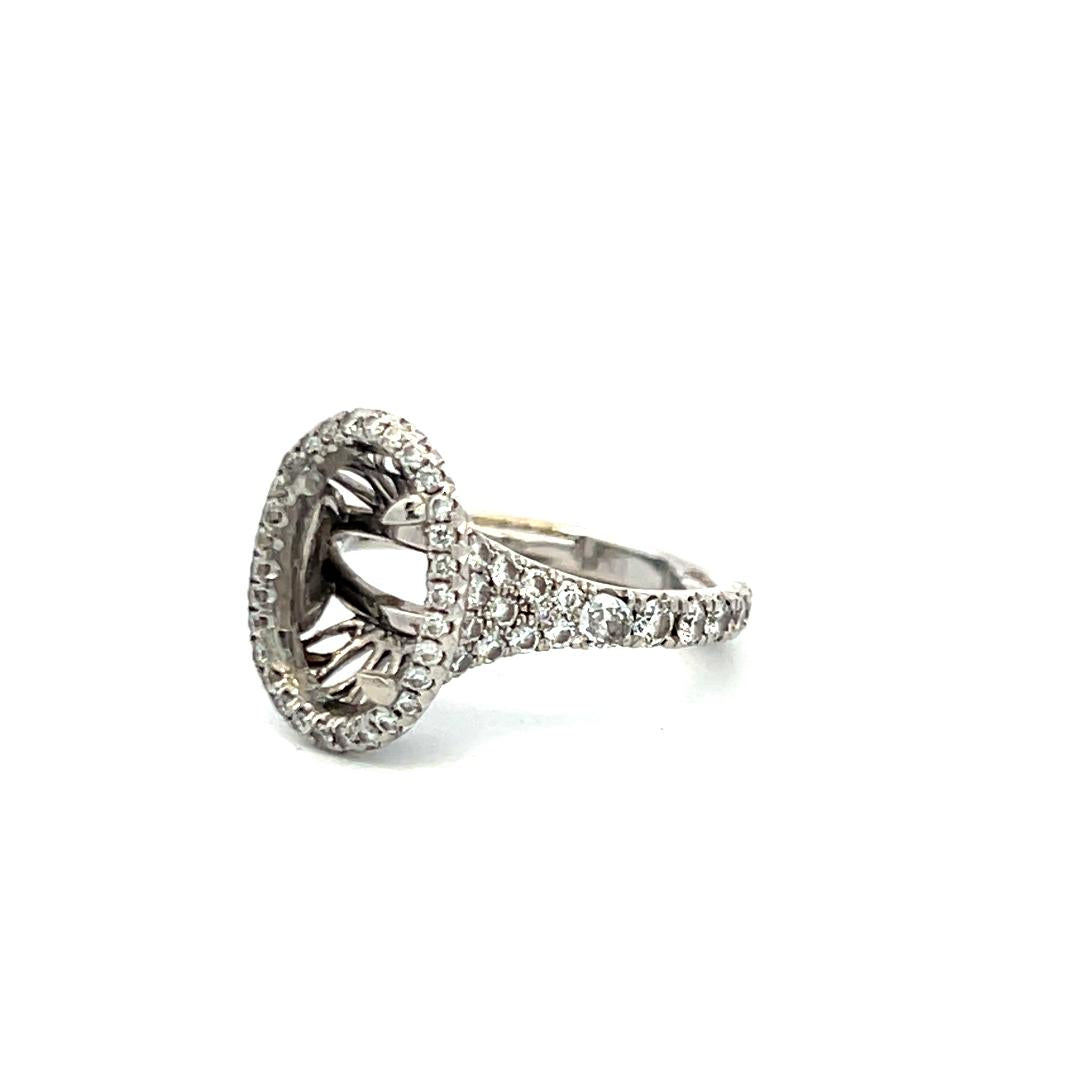 Platinum Semi Mount Ring with 0.79 Carat Round H-VS Diamonds Fits 11x8mm 4.00ct