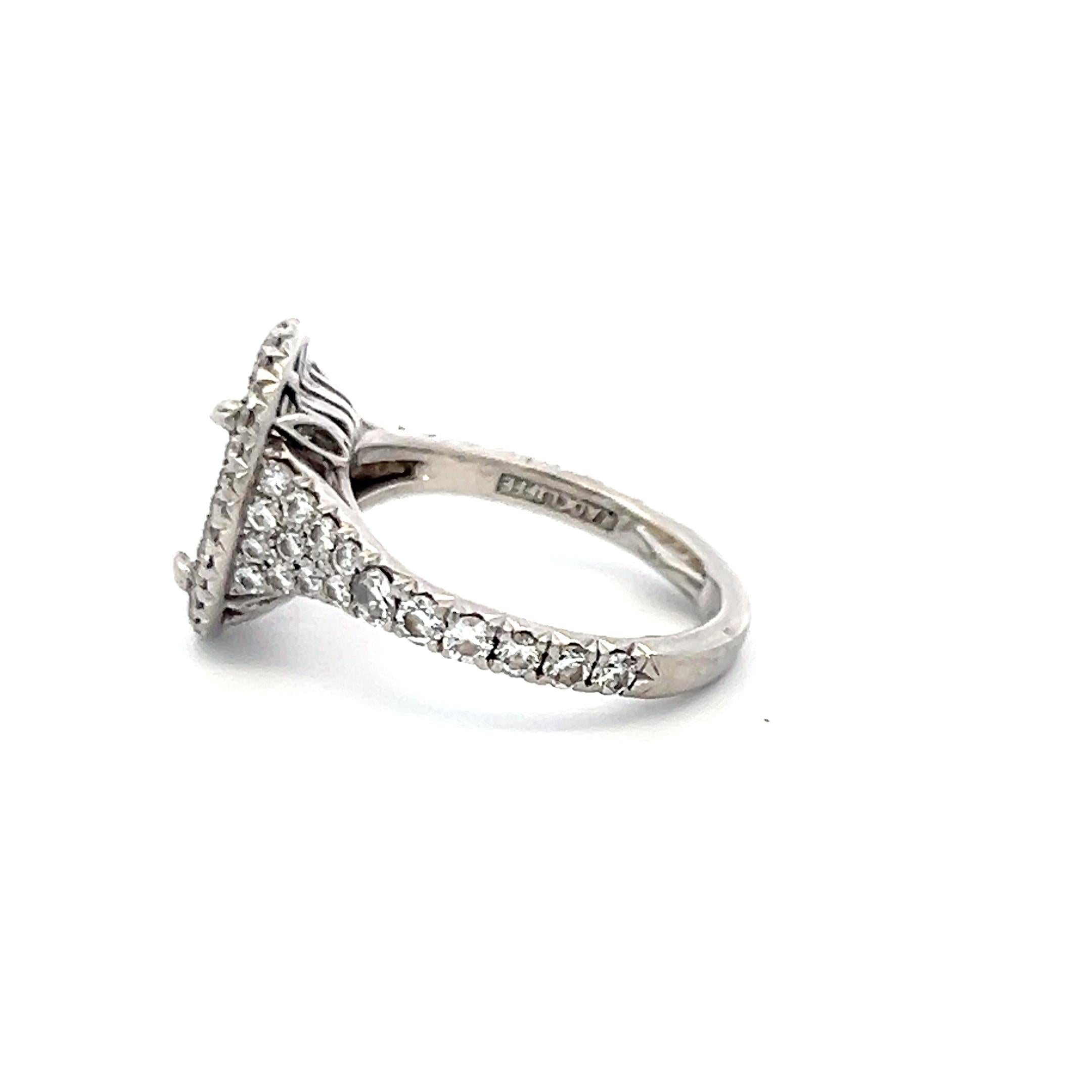 Platinum Semi Mount Ring with 0.79 Carat Round H-VS Diamonds Fits 11x8mm 4.00ct