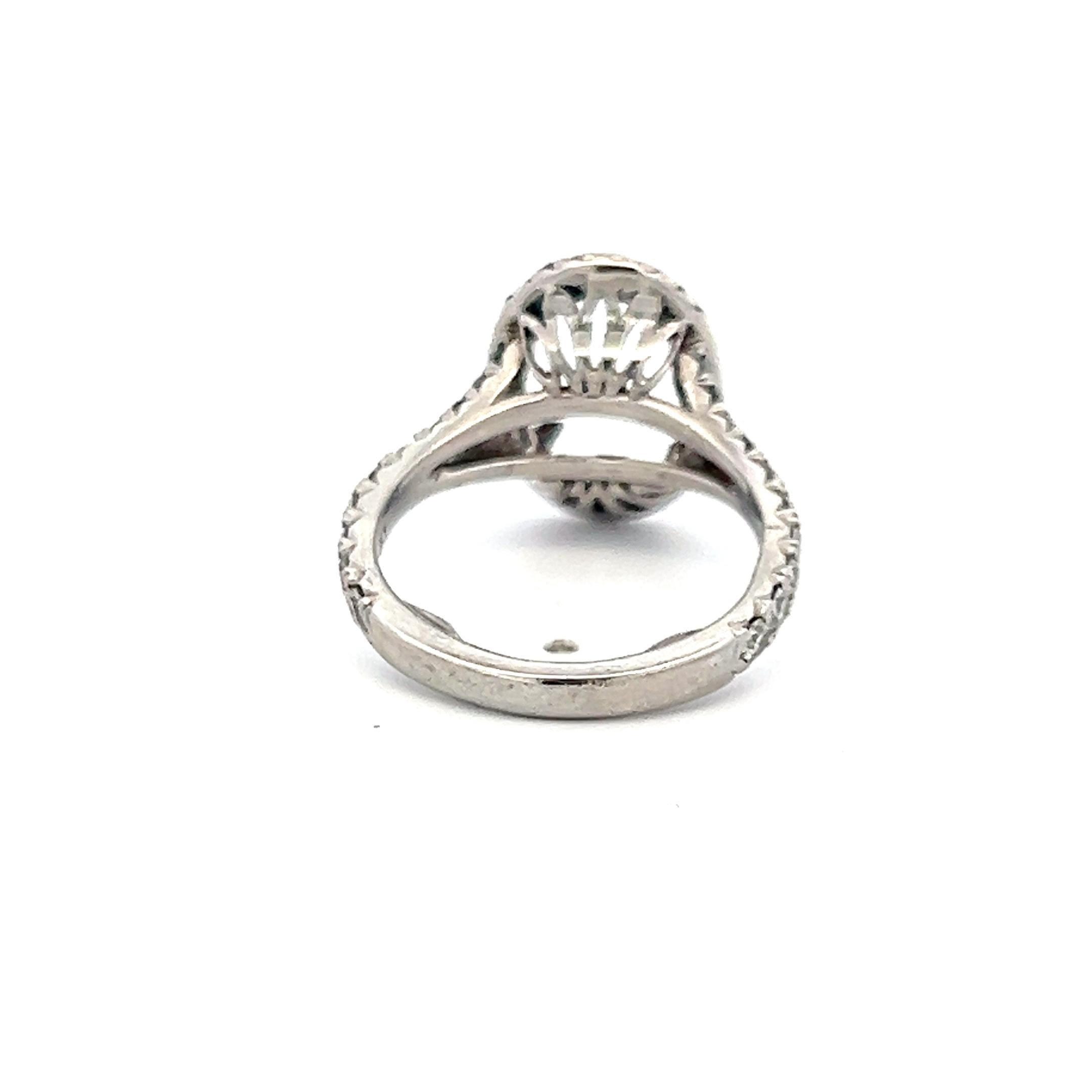 Platinum Semi Mount Ring with 0.79 Carat Round H-VS Diamonds Fits 11x8mm 4.00ct