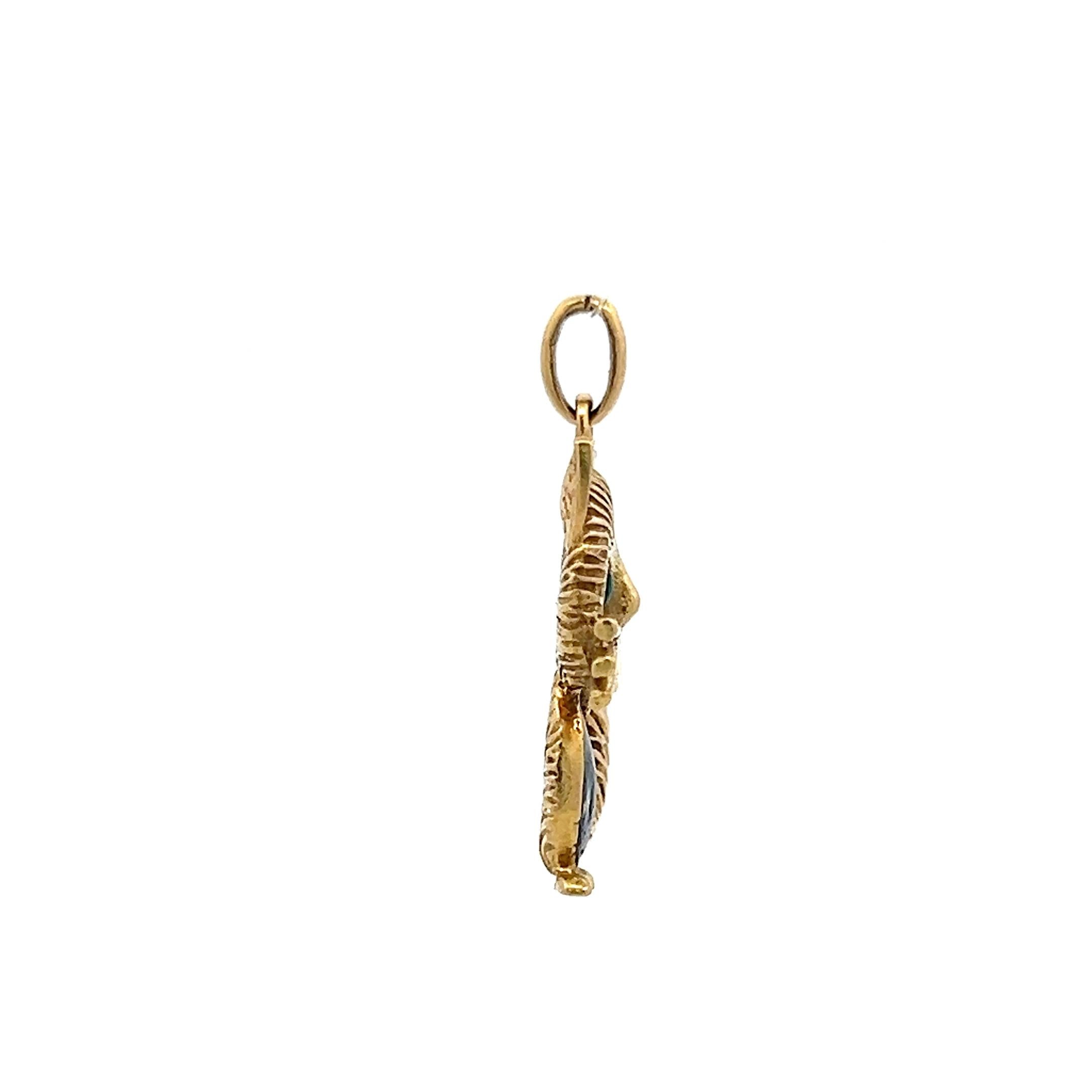 Van Cleef & Arpels 18K Yellow Gold Pendant with 0.03 Carat Emerald