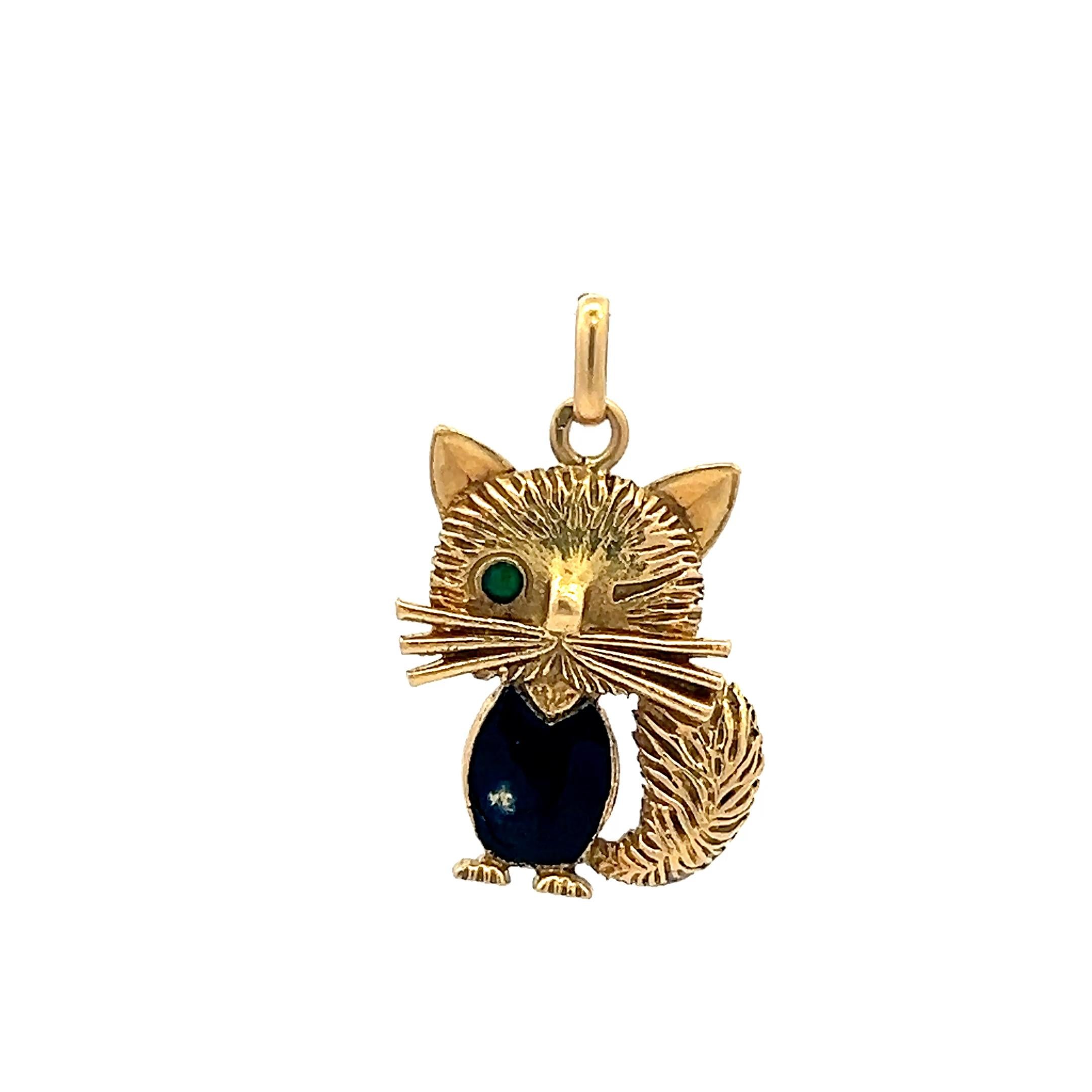Van Cleef & Arpels 18K Yellow Gold Pendant with 0.03 Carat Emerald