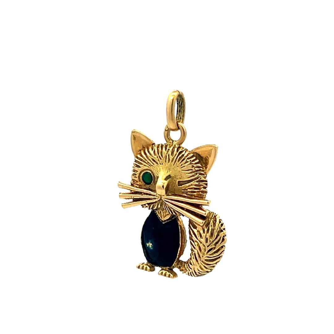 Van Cleef & Arpels 18K Yellow Gold Pendant with 0.03 Carat Emerald