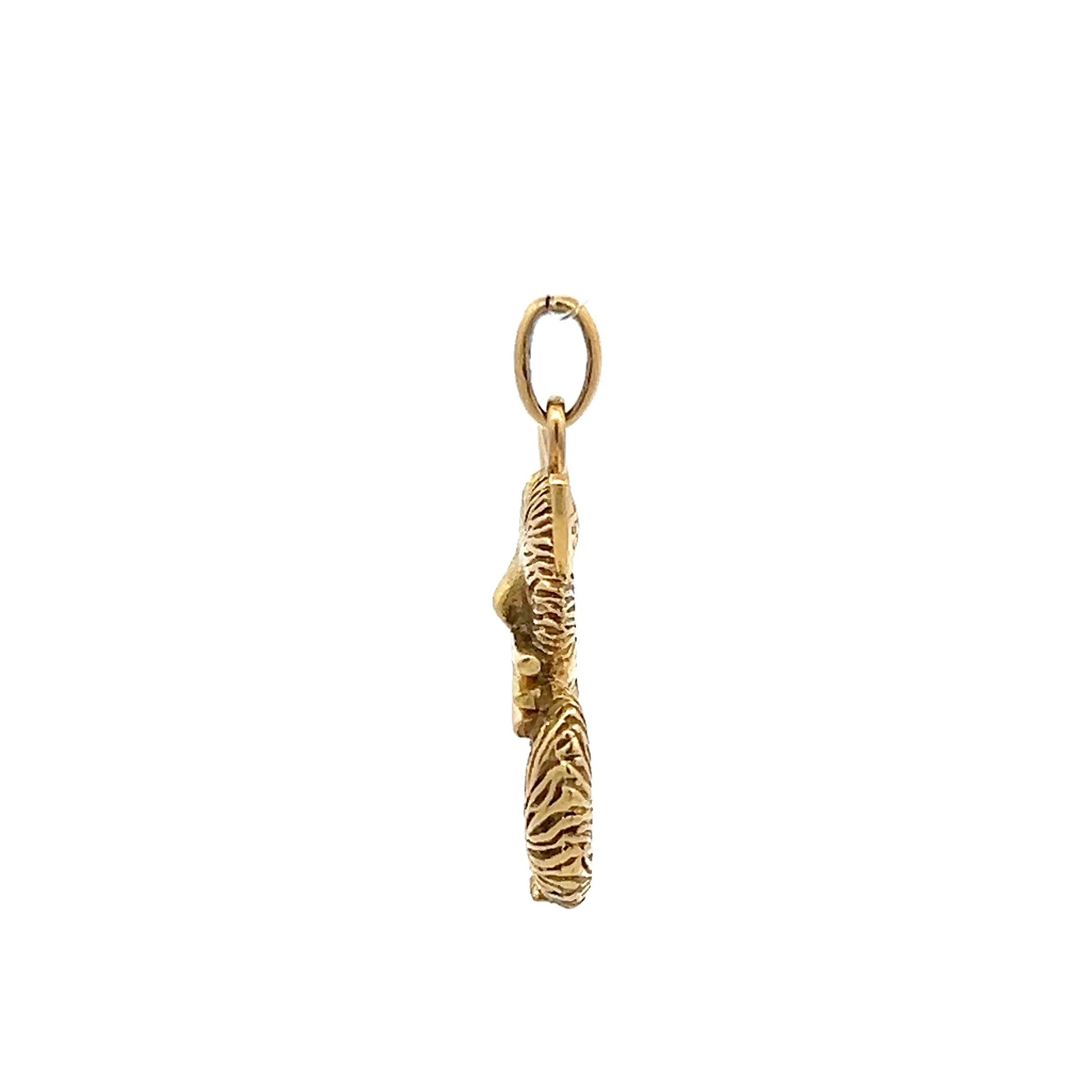 Van Cleef & Arpels 18K Yellow Gold Pendant with 0.03 Carat Emerald