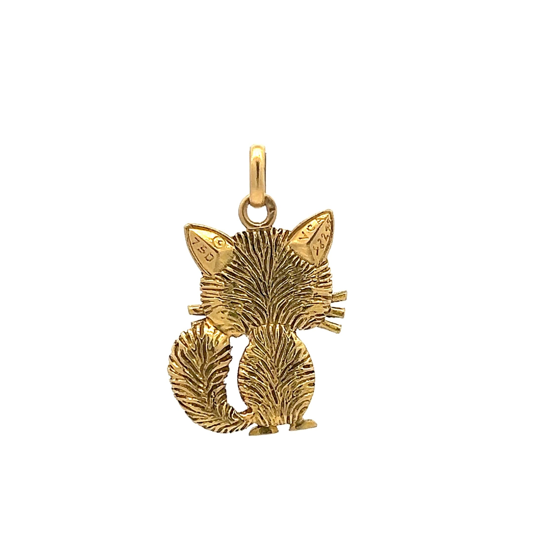 Van Cleef & Arpels 18K Yellow Gold Pendant with 0.03 Carat Emerald