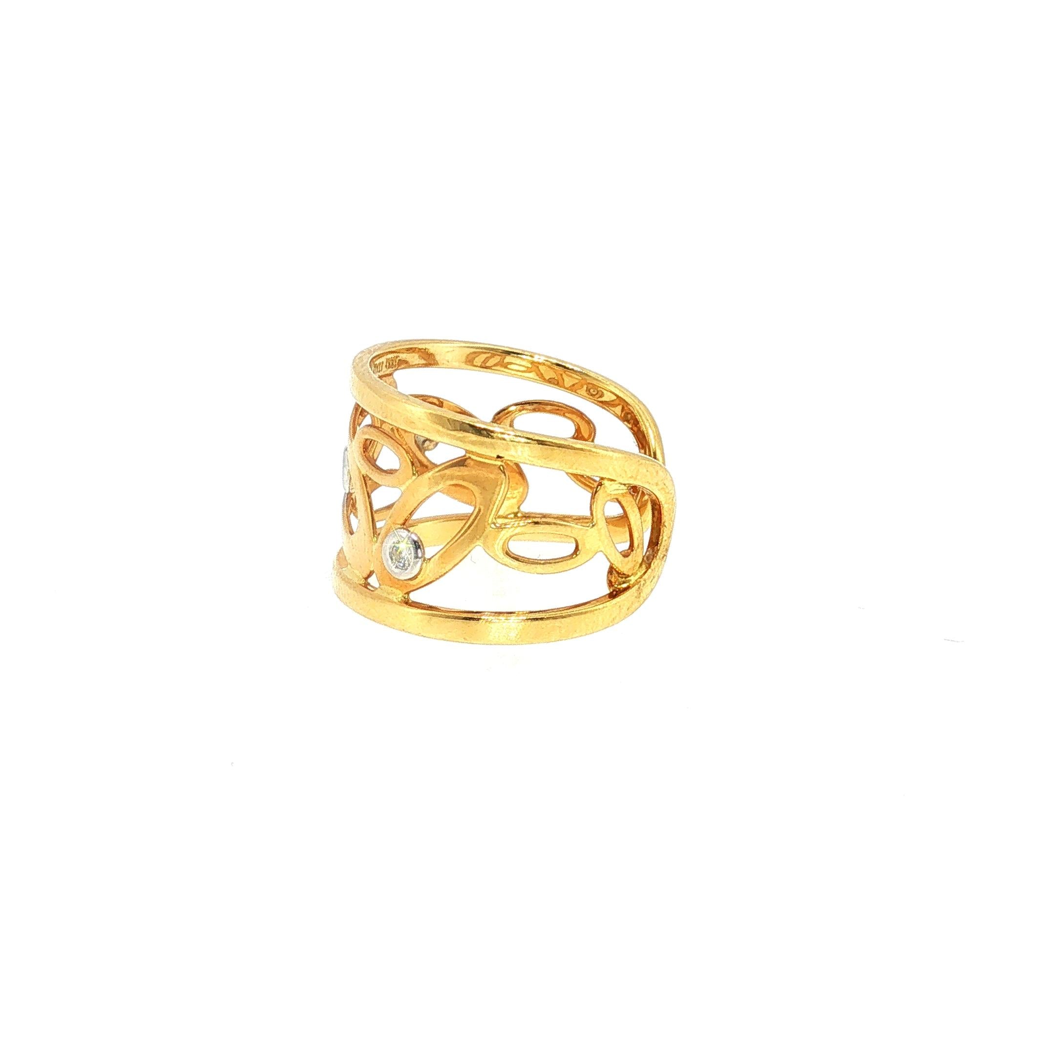 Roberto Coin 18K YG Cuff Bracelet Earrings & Ring Set 0.18ct Diamonds 0.08 Ruby