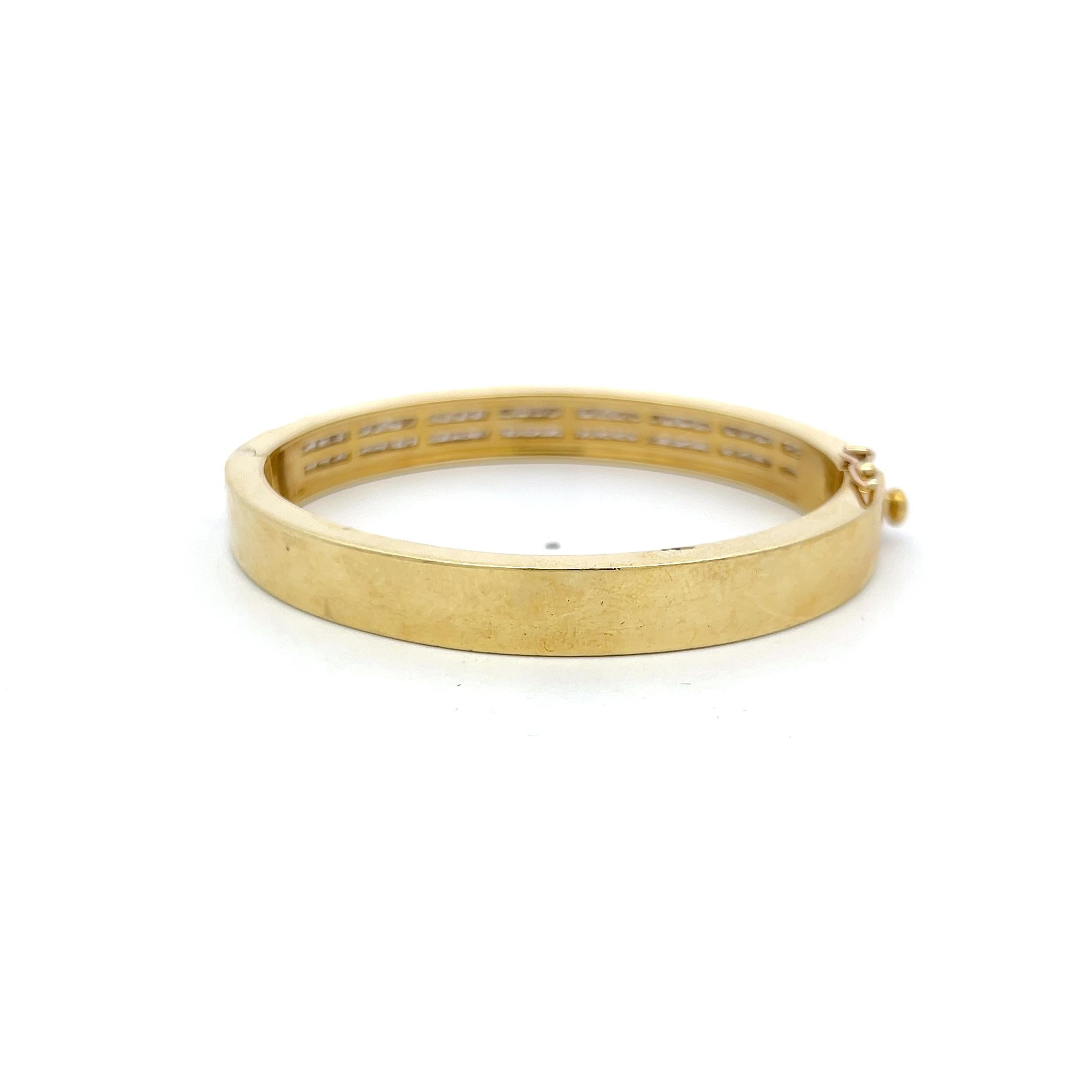 18K YG Bangle Bracelet with 4.98 Carat Round & Princess Cut Diamonds
