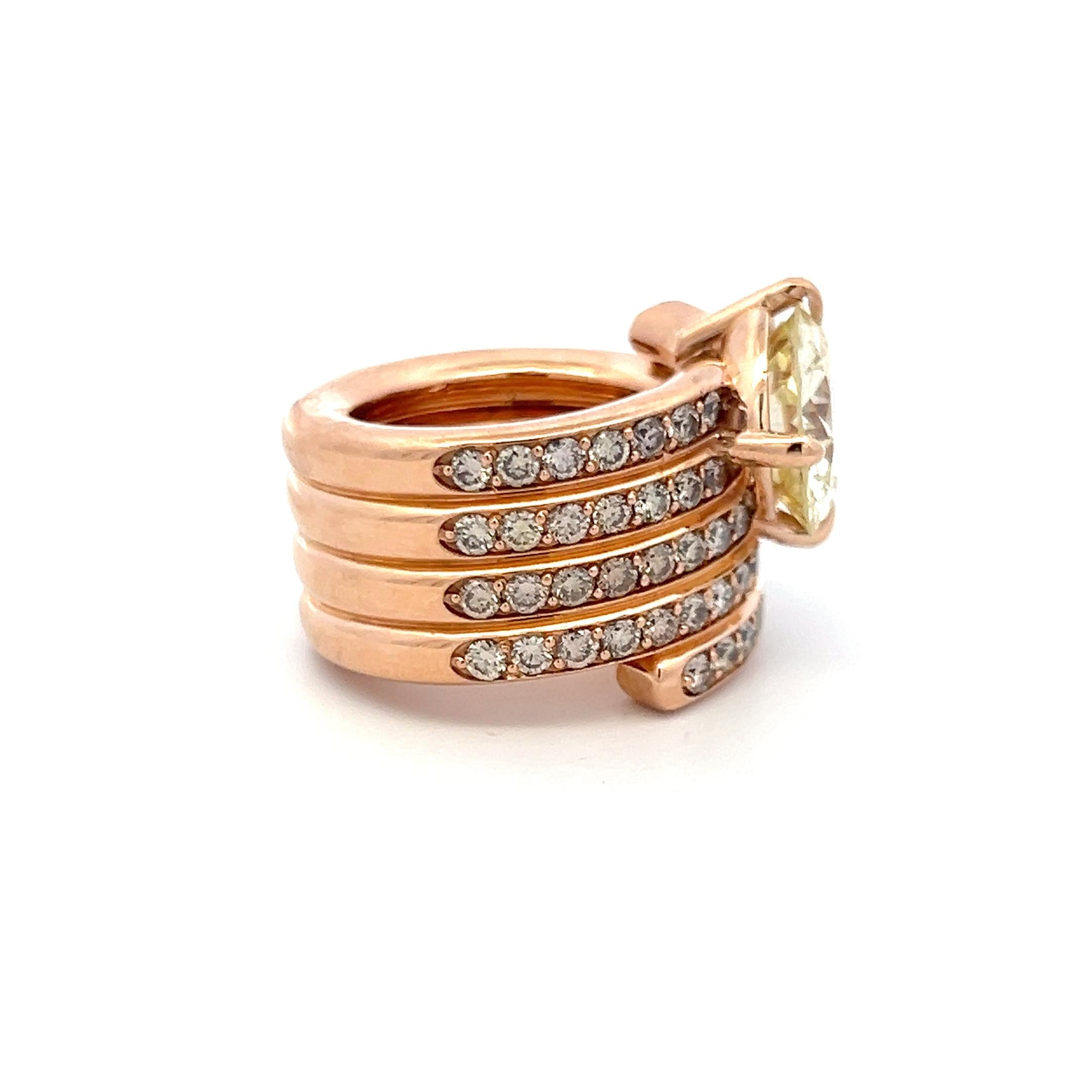 18K YG Cocktail Ring with 7.95ct Circular Brilliant Diamonds Size 6.5 W VS1 GIA