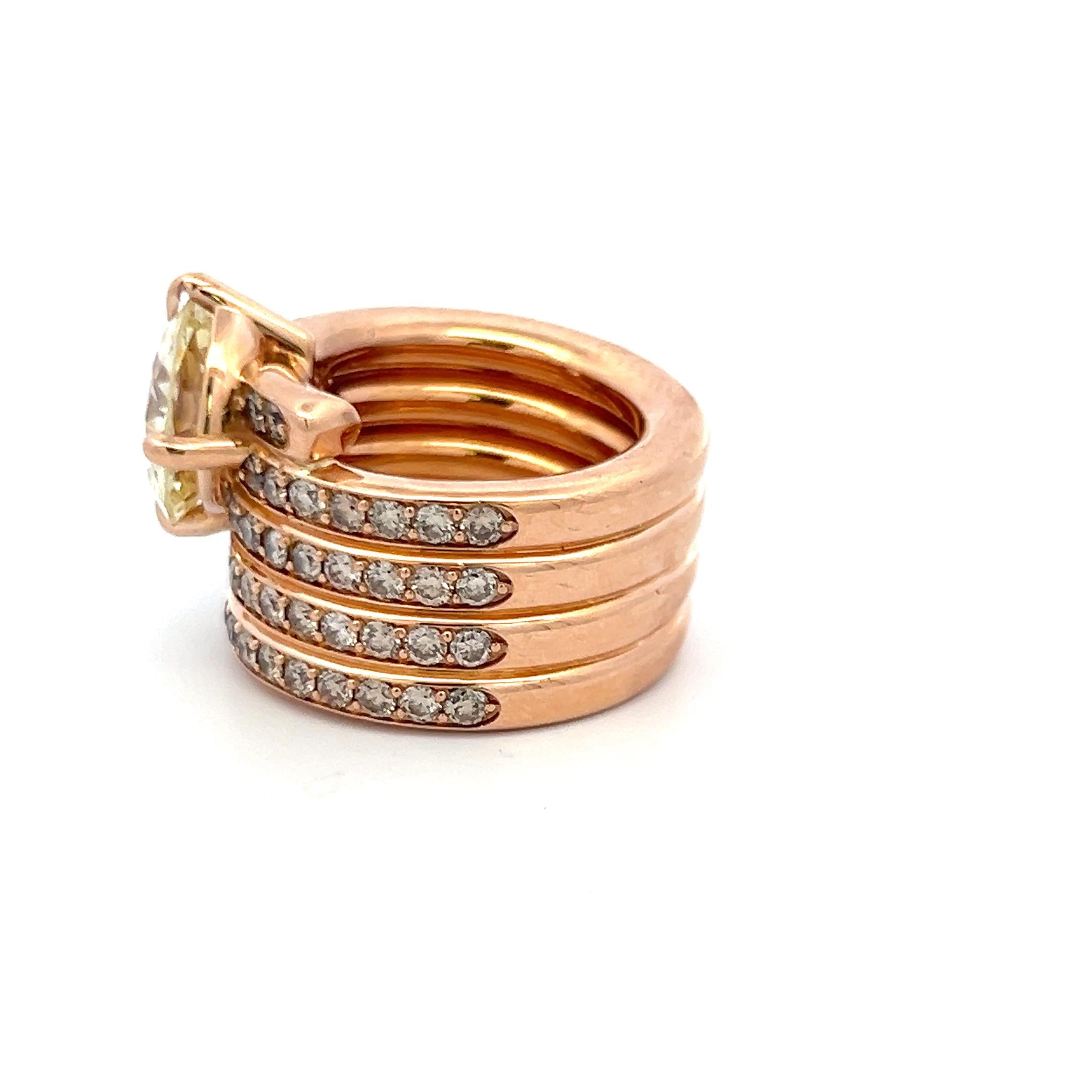 18K Yellow Gold Cocktail Ring with 7.95 Carat Circular GIA Diamonds Size 6.5