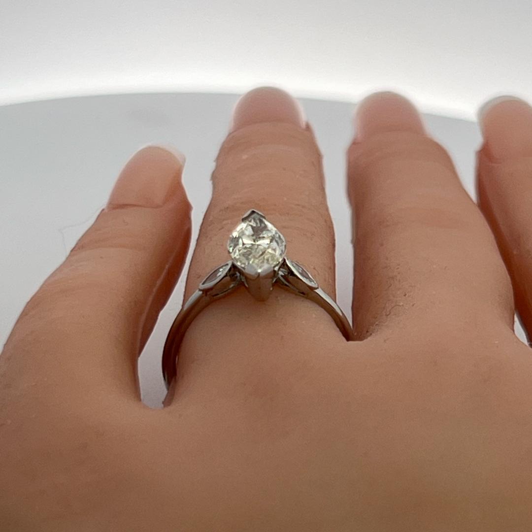 Vintage Platinum Engagement Ring with 1.82 Carat Marquis GIA Diamonds L-SI