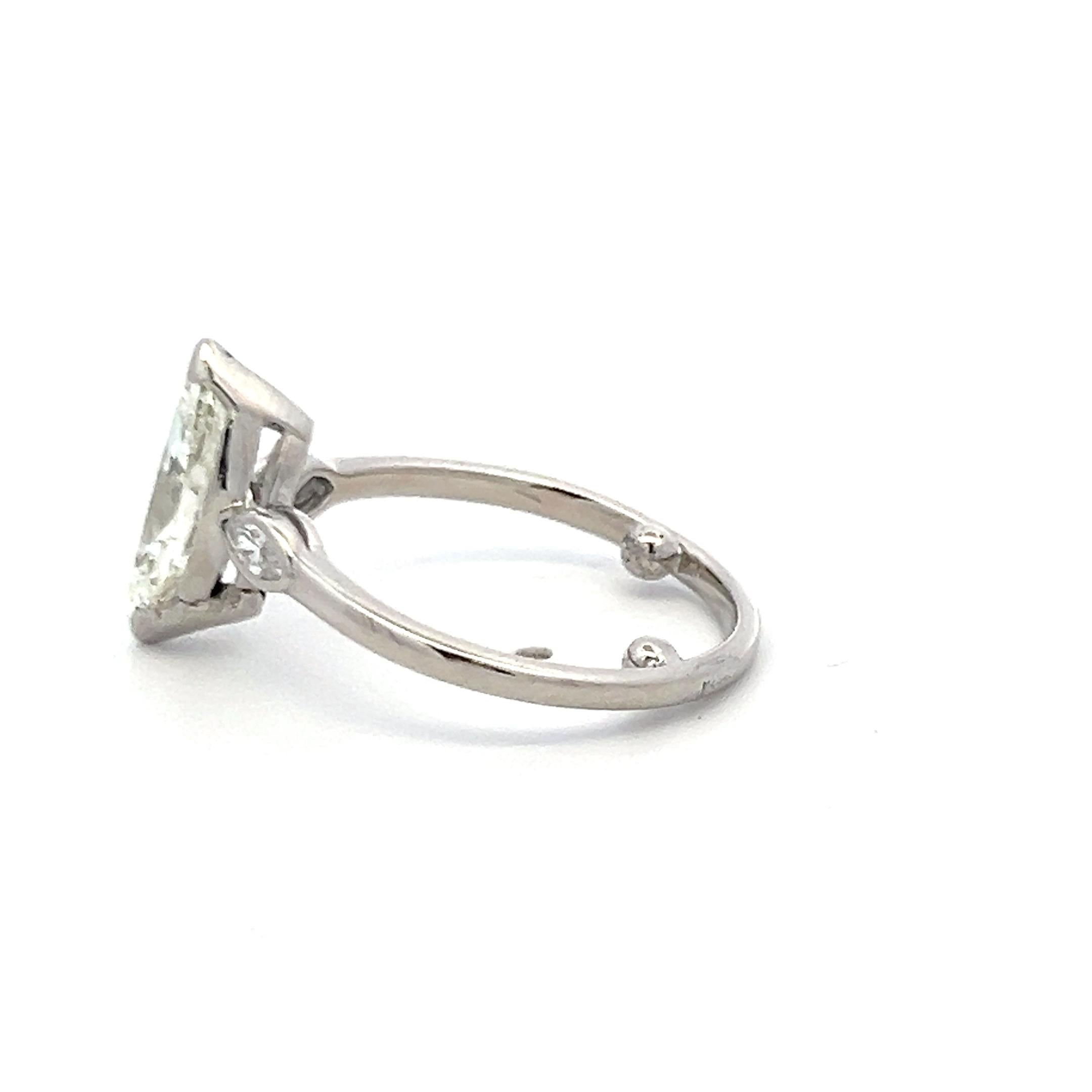 Vintage Platinum Engagement Ring with 1.82 Carat Marquis GIA Diamonds L-SI