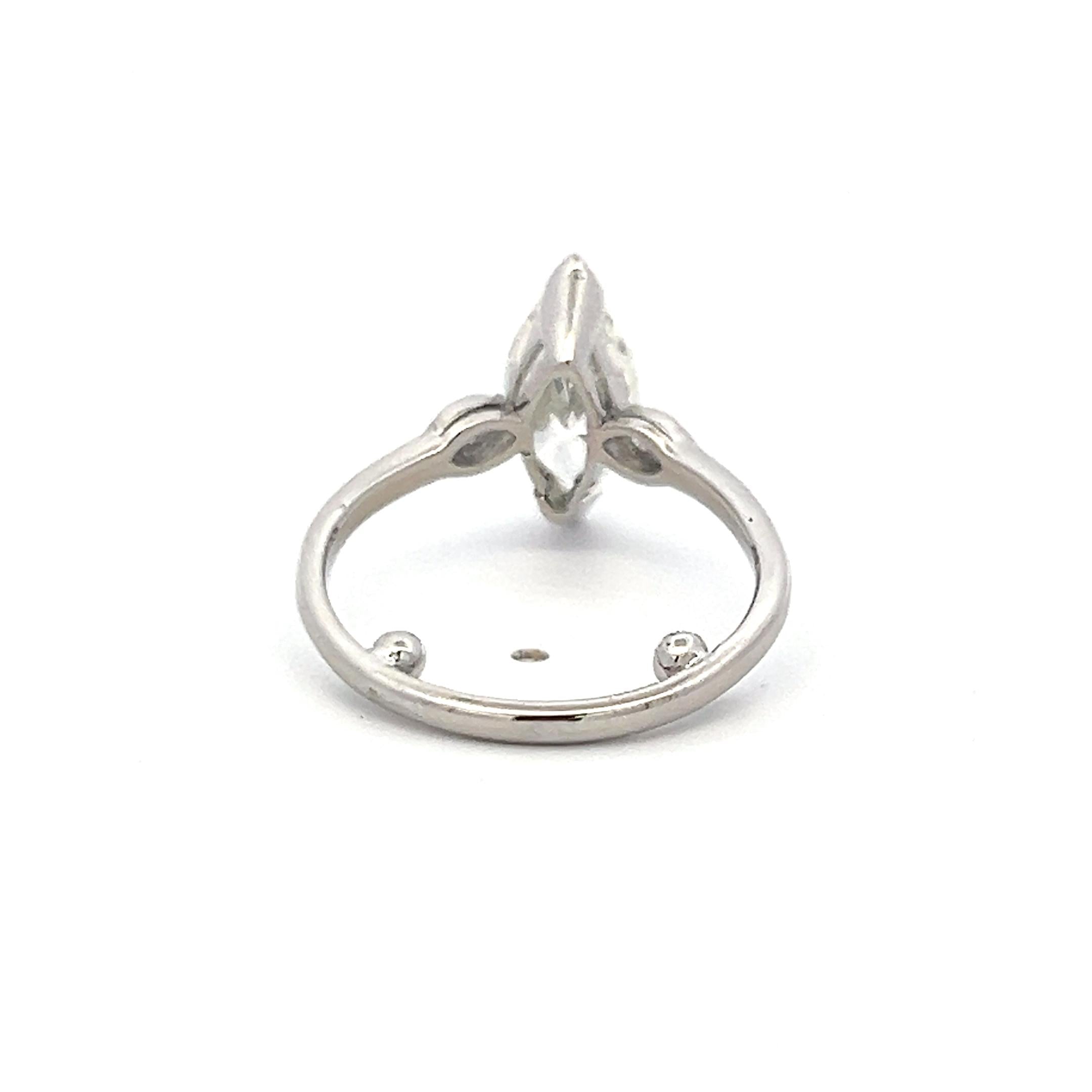 Vintage Platinum Engagement Ring with 1.82 Carat Marquis GIA Diamonds L-SI