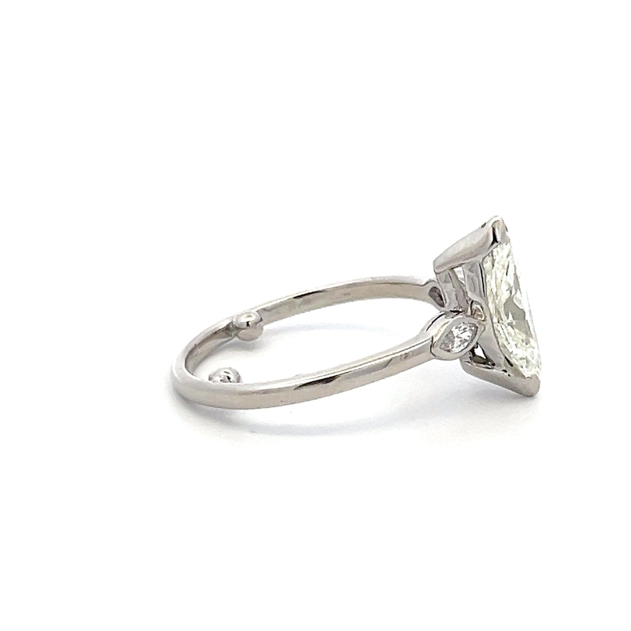 Vintage Platinum Engagement Ring with 1.82 Carat Marquis GIA Diamonds L-SI
